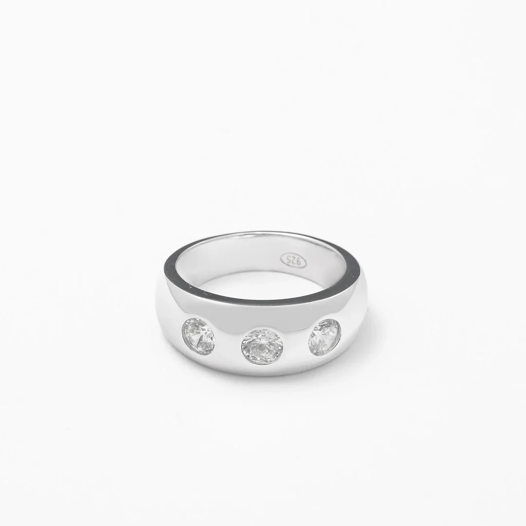 Silver Crystal Solid Band