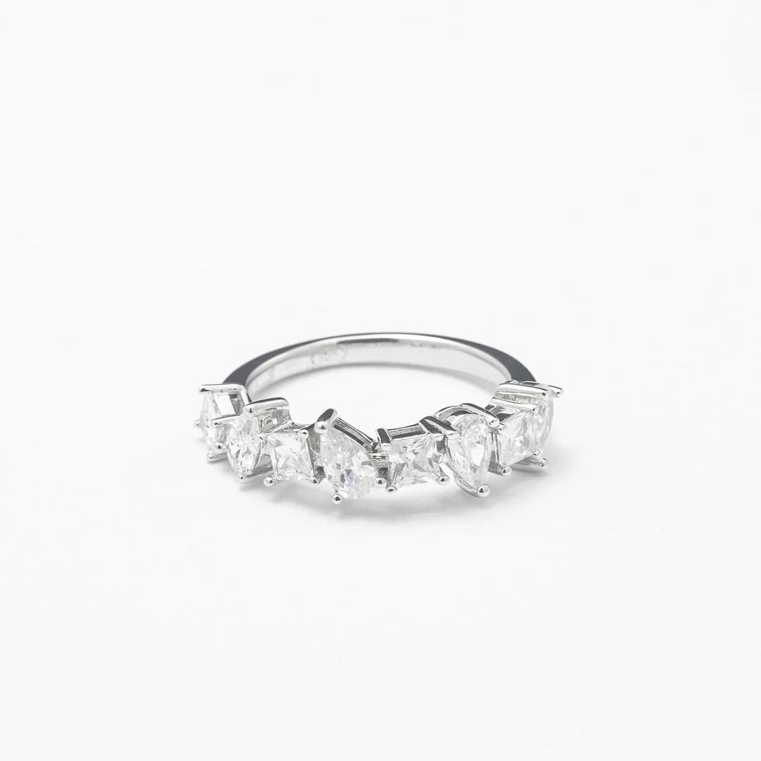 Silver Half Abstract Pearl Band