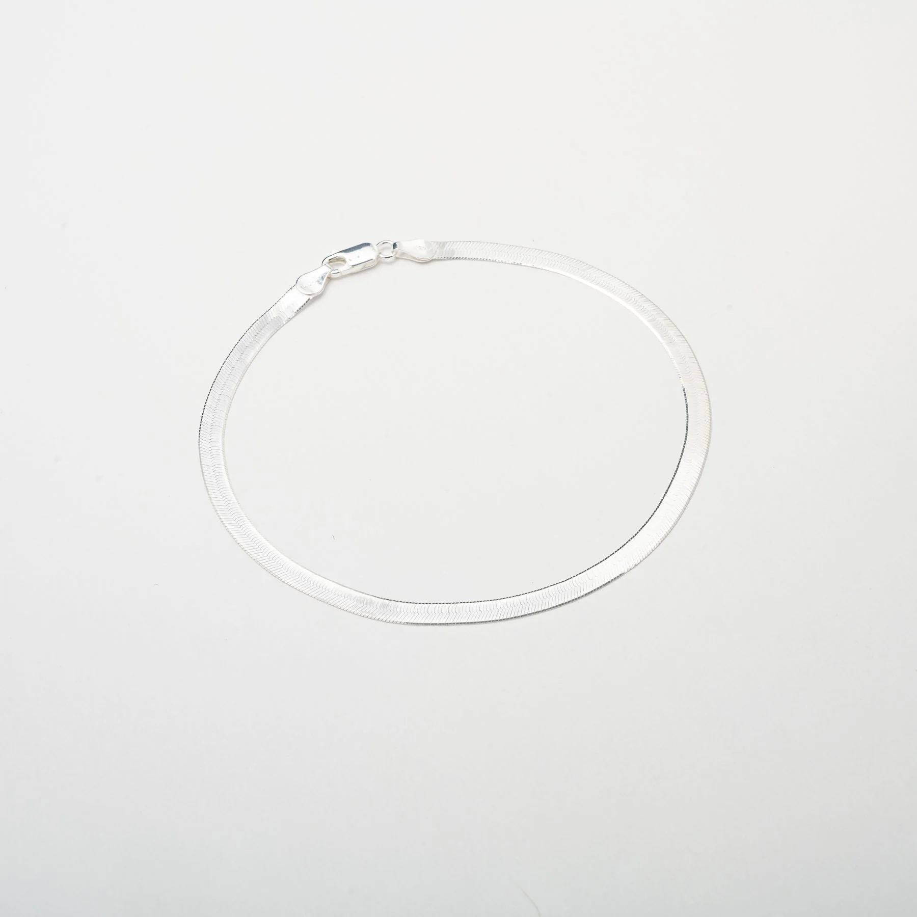 Silver Herringbone Anklet