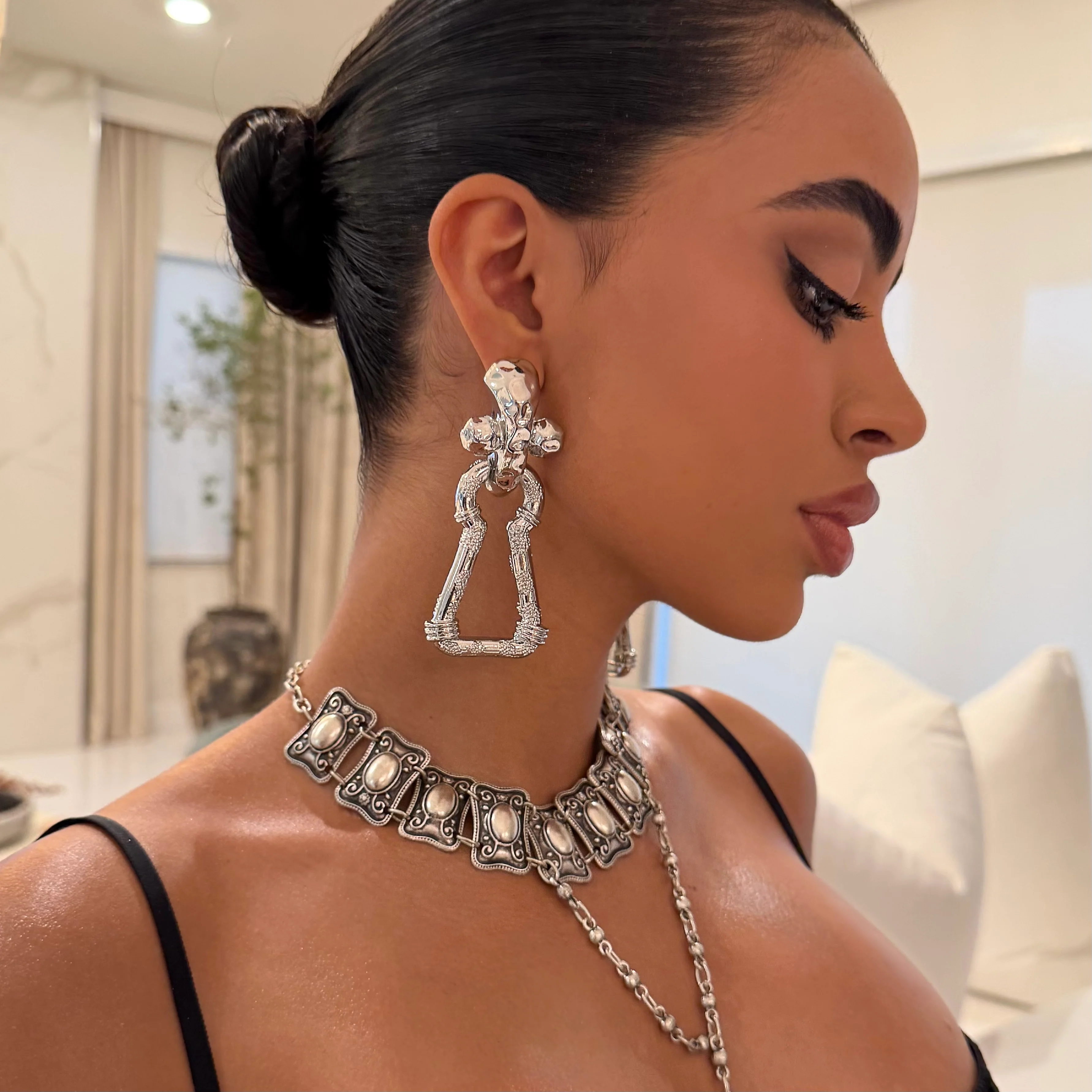 Silver Maxi Rope Drop Earring