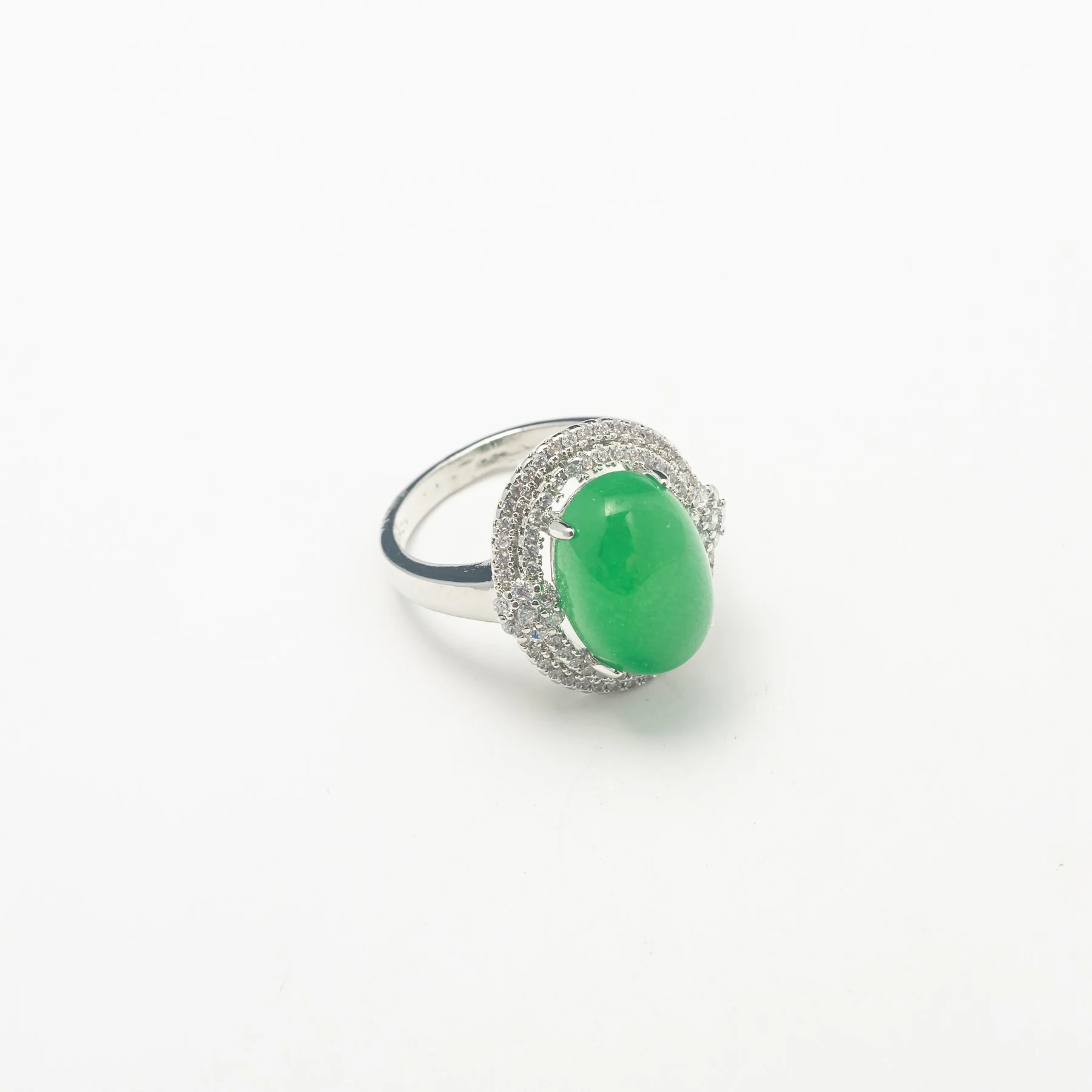 Silver Single Jade Ring