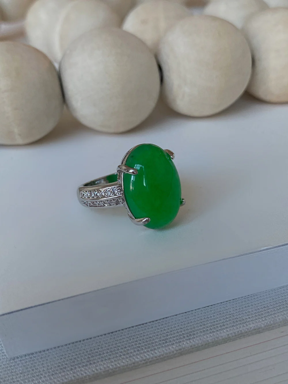 Silver Single Jade Stone Ring