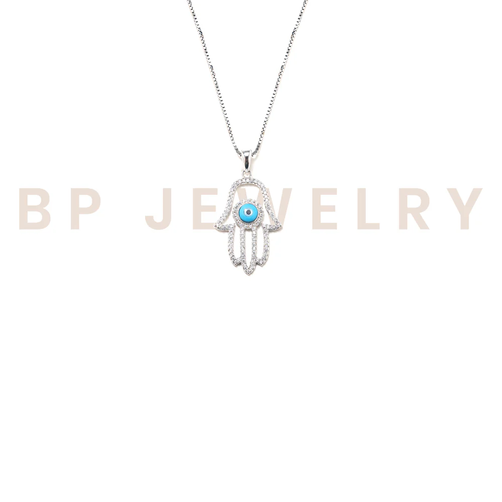 Silver Turquoise Hamsa Chain