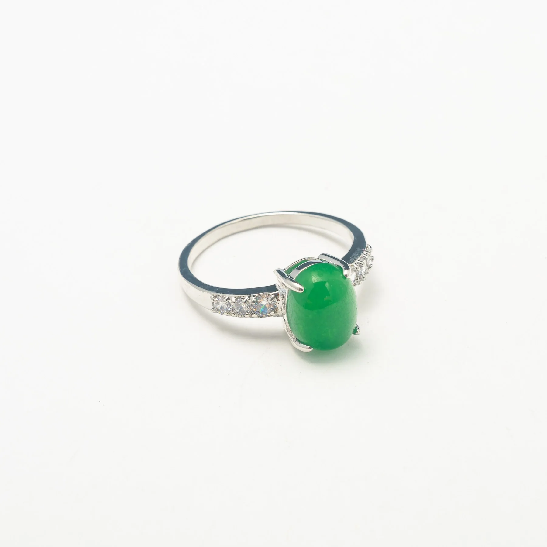 Simple Silver Jade Band
