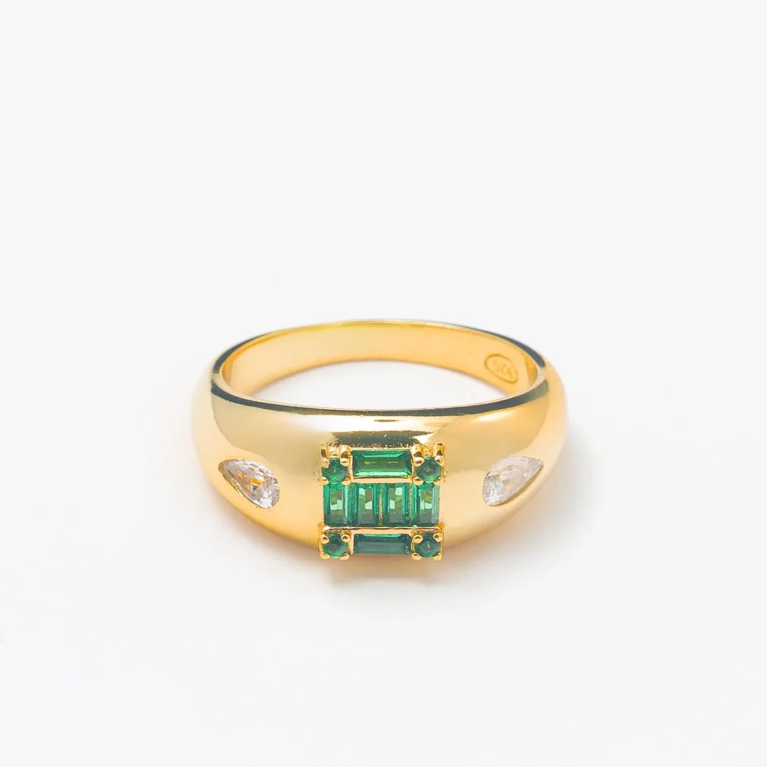 Solid Gold Princess Emerald Band