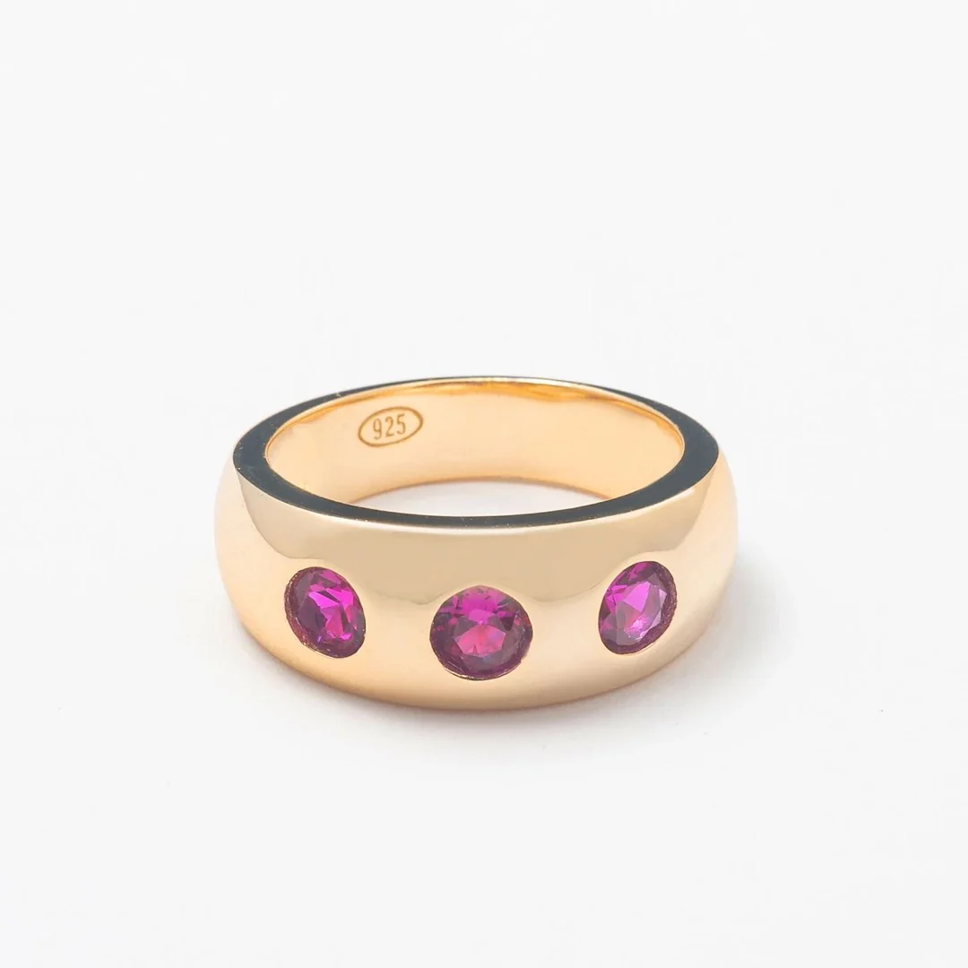 Solid Gold Simple Hot Pink Studded Band
