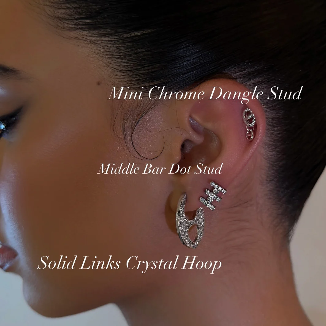 Solid Links Crystal Hoop - Image 2