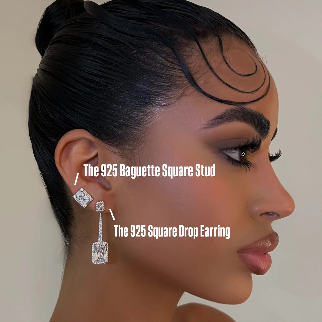 The 925 Baguette Square Stud - Image 2
