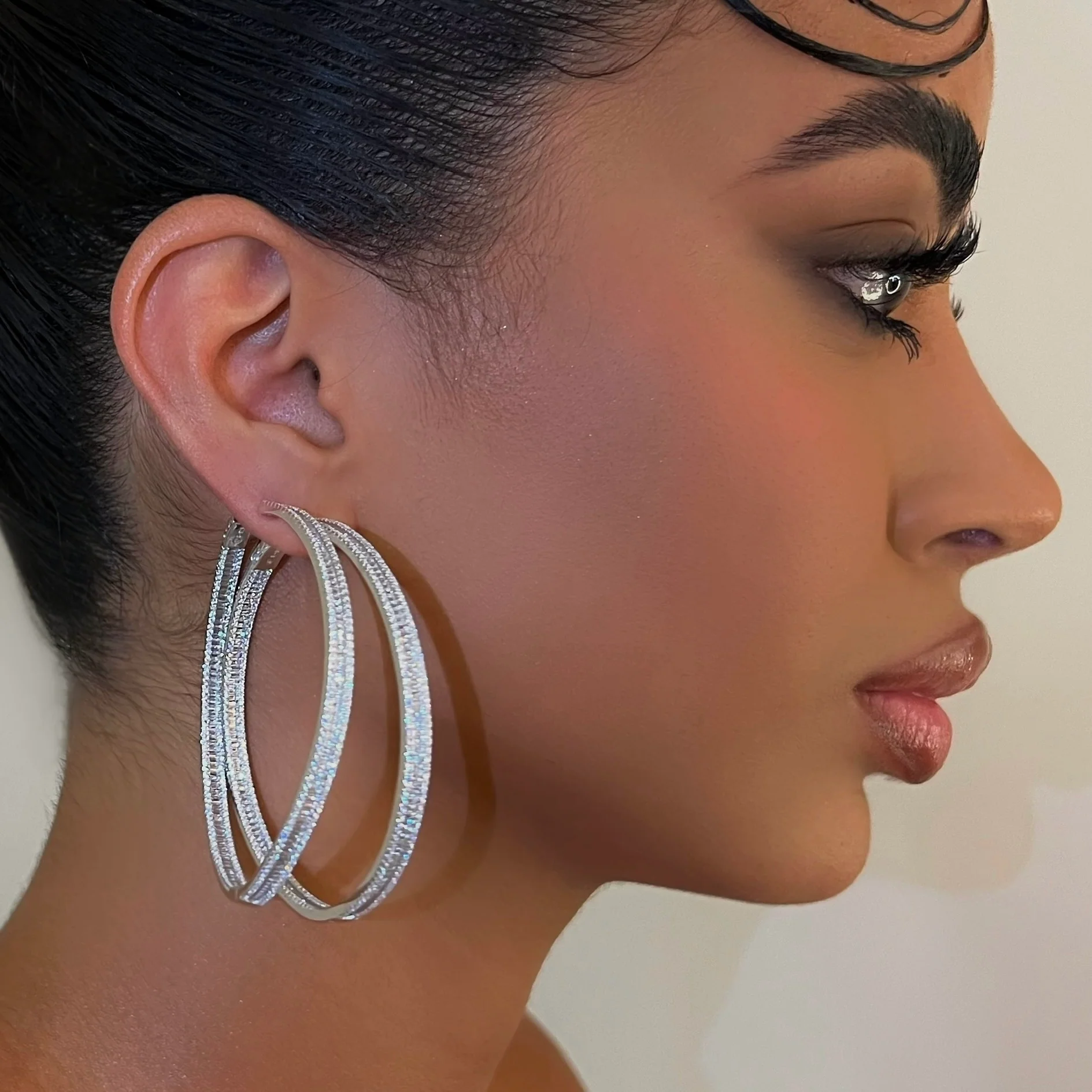 The 925 Large Baguette Chandelier Hoops