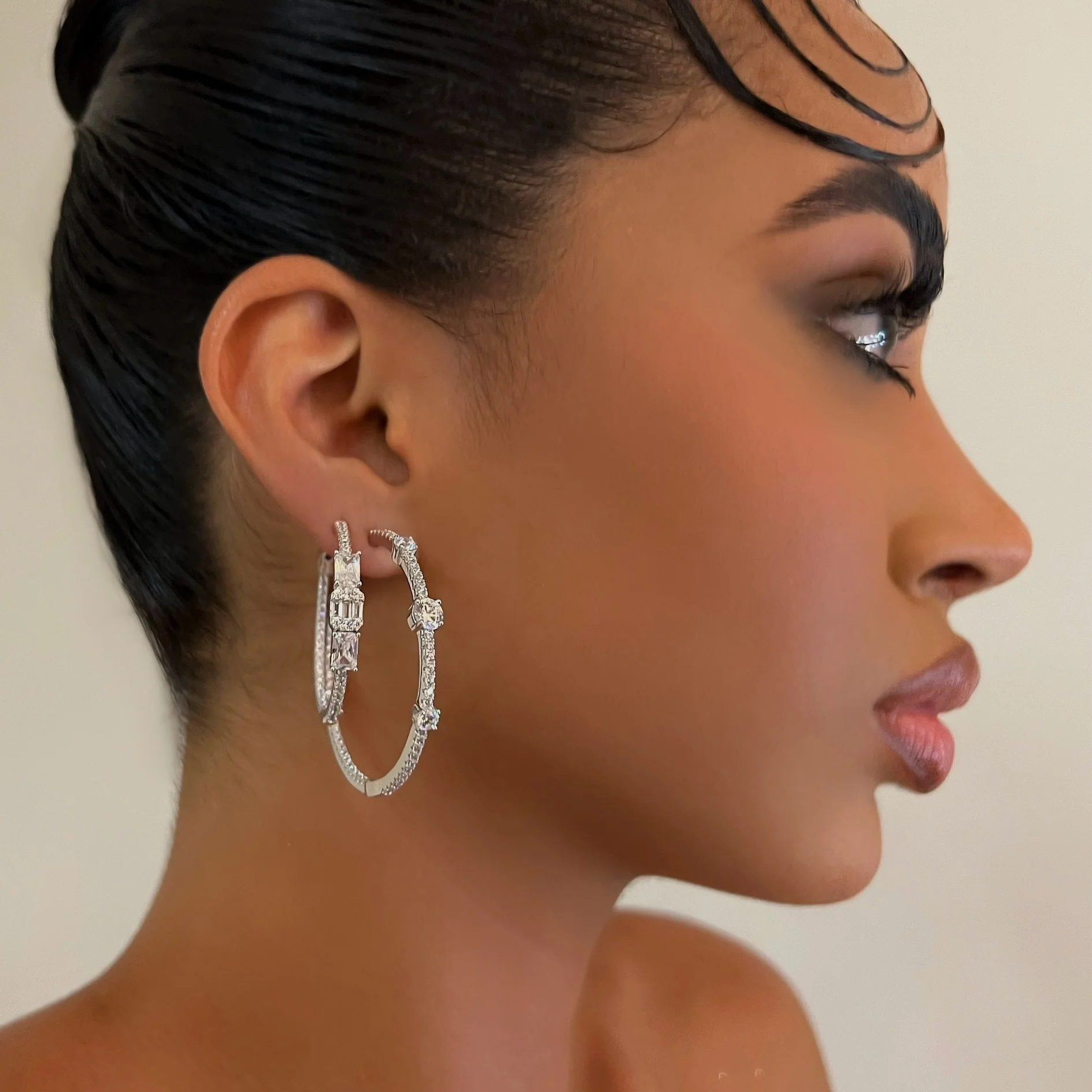 The 925 Left Baguette Square Hoop