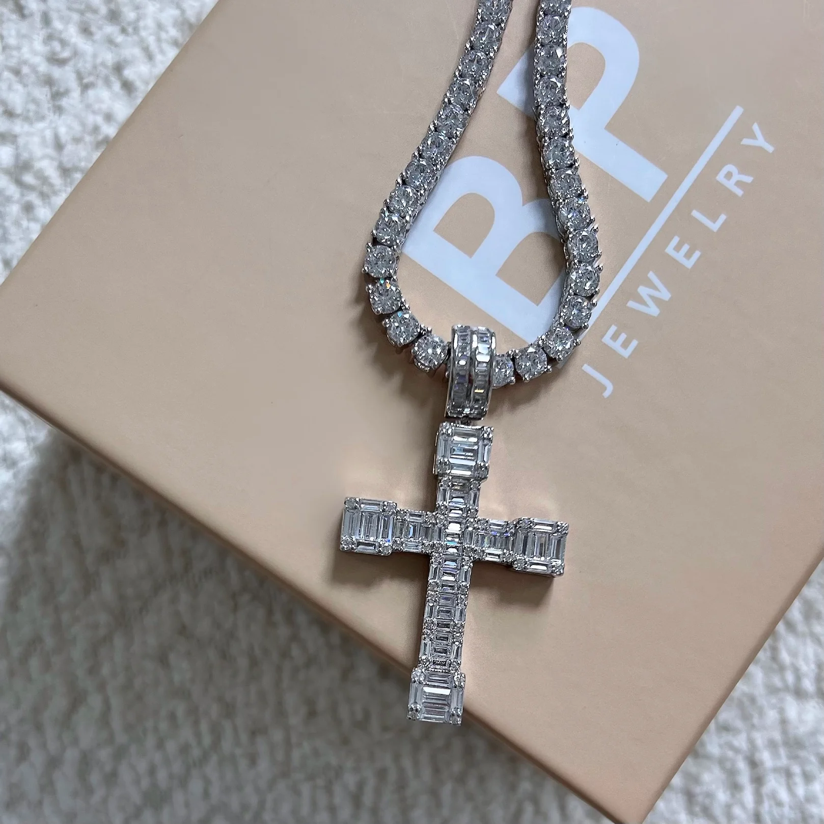 The All Around Baguette Silver Cross Set
