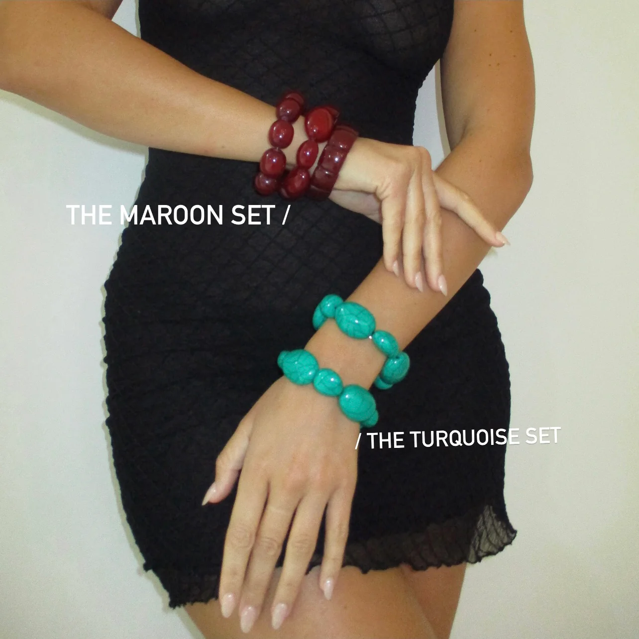 The Beaded Maroon Or Turquoise Set - Image 2