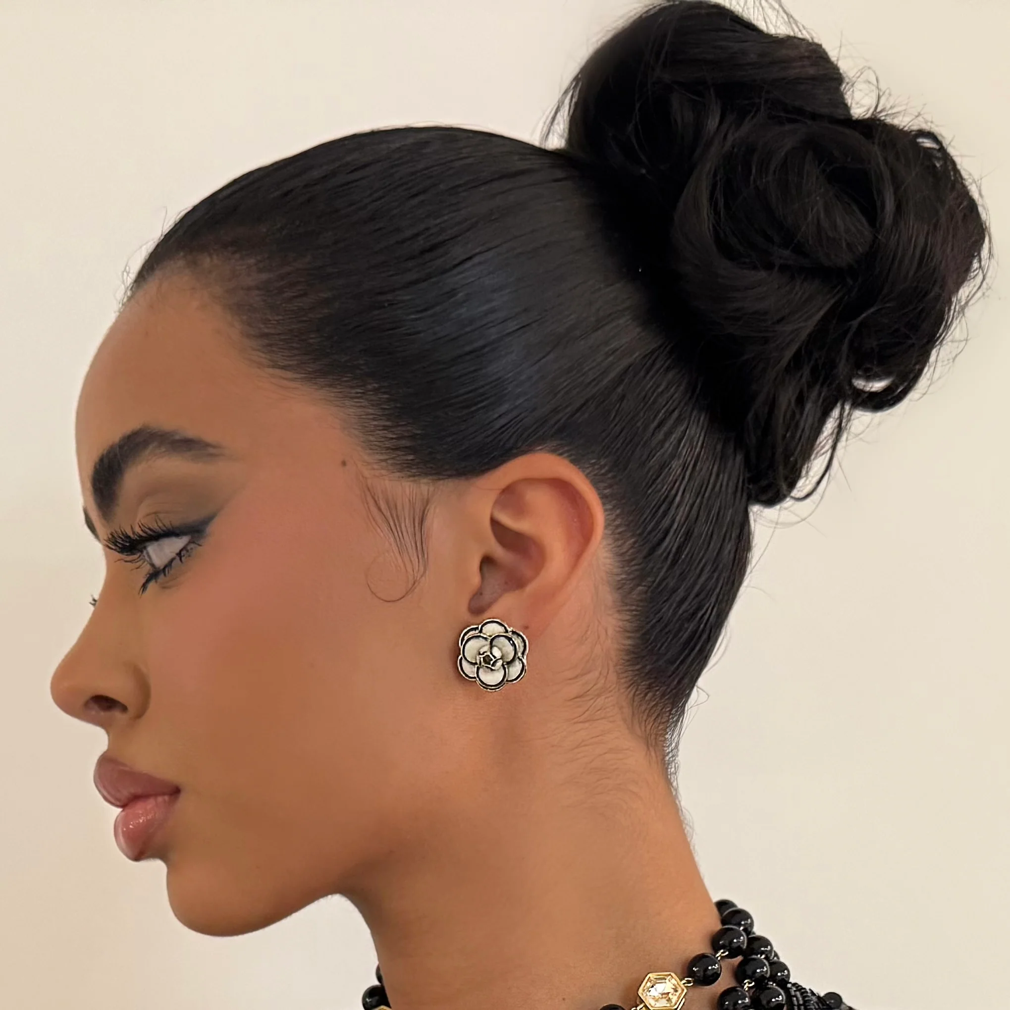 The Black And White Floral Studs