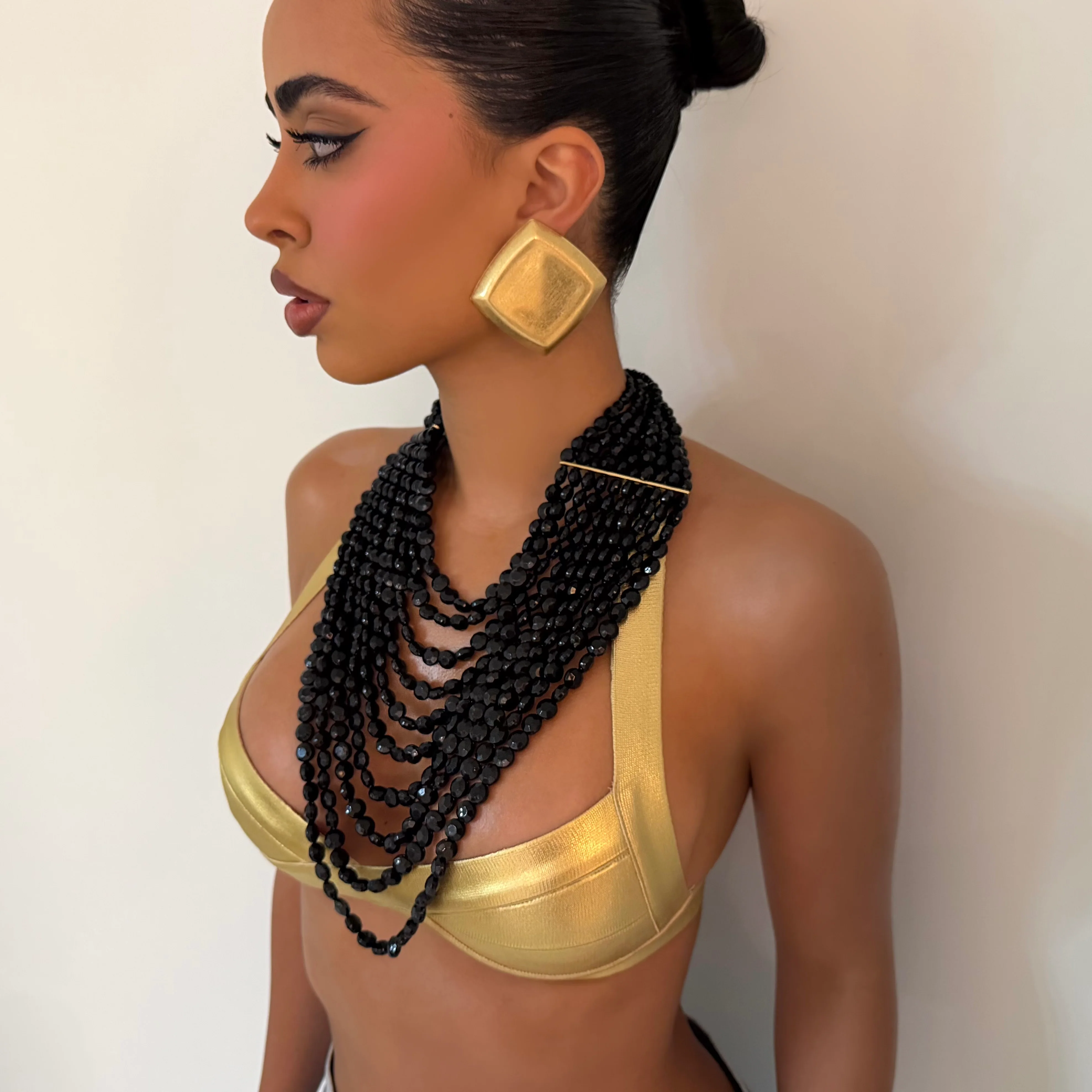 The Black Beaded Layered Necklace