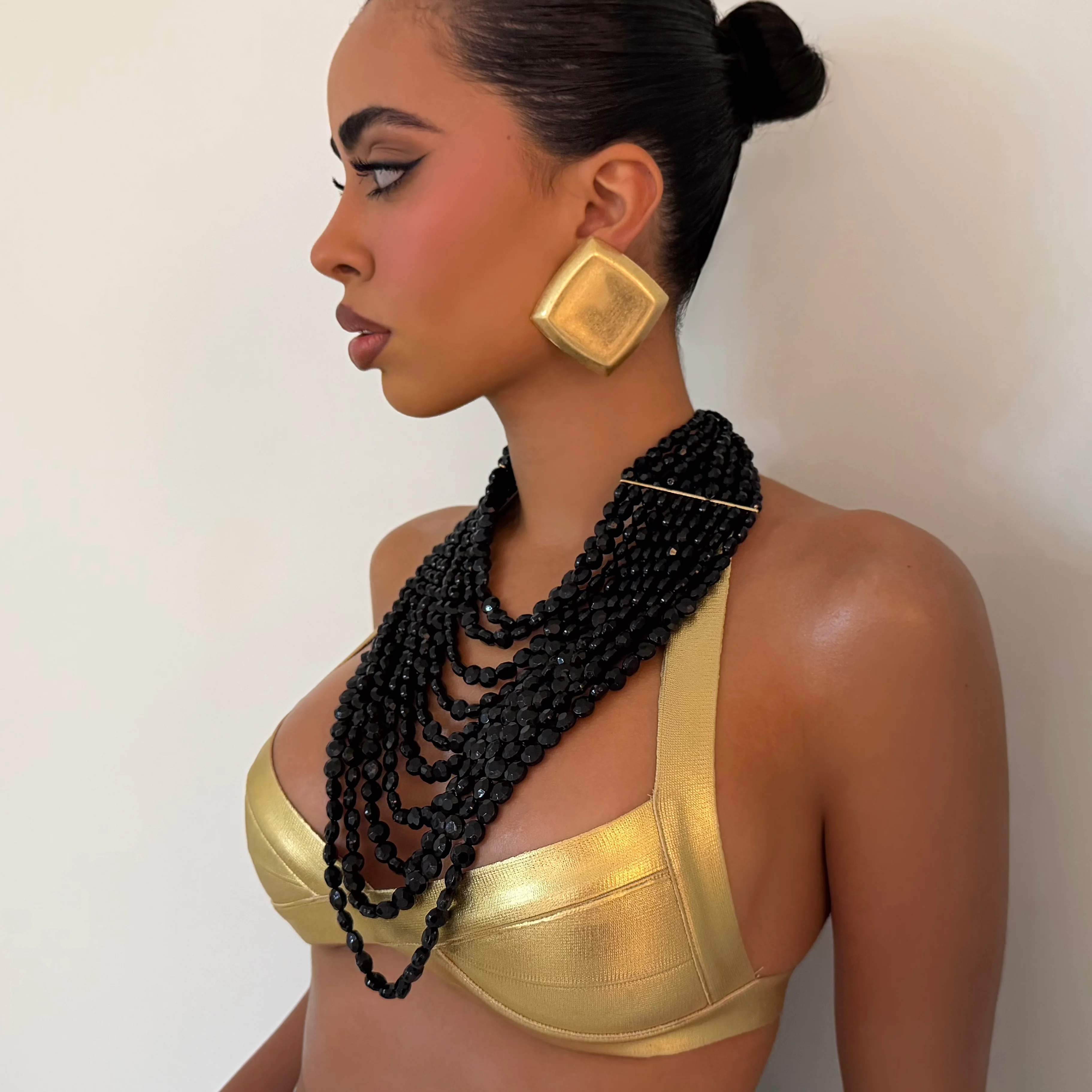 The Black Beaded Layered Necklace - Image 2