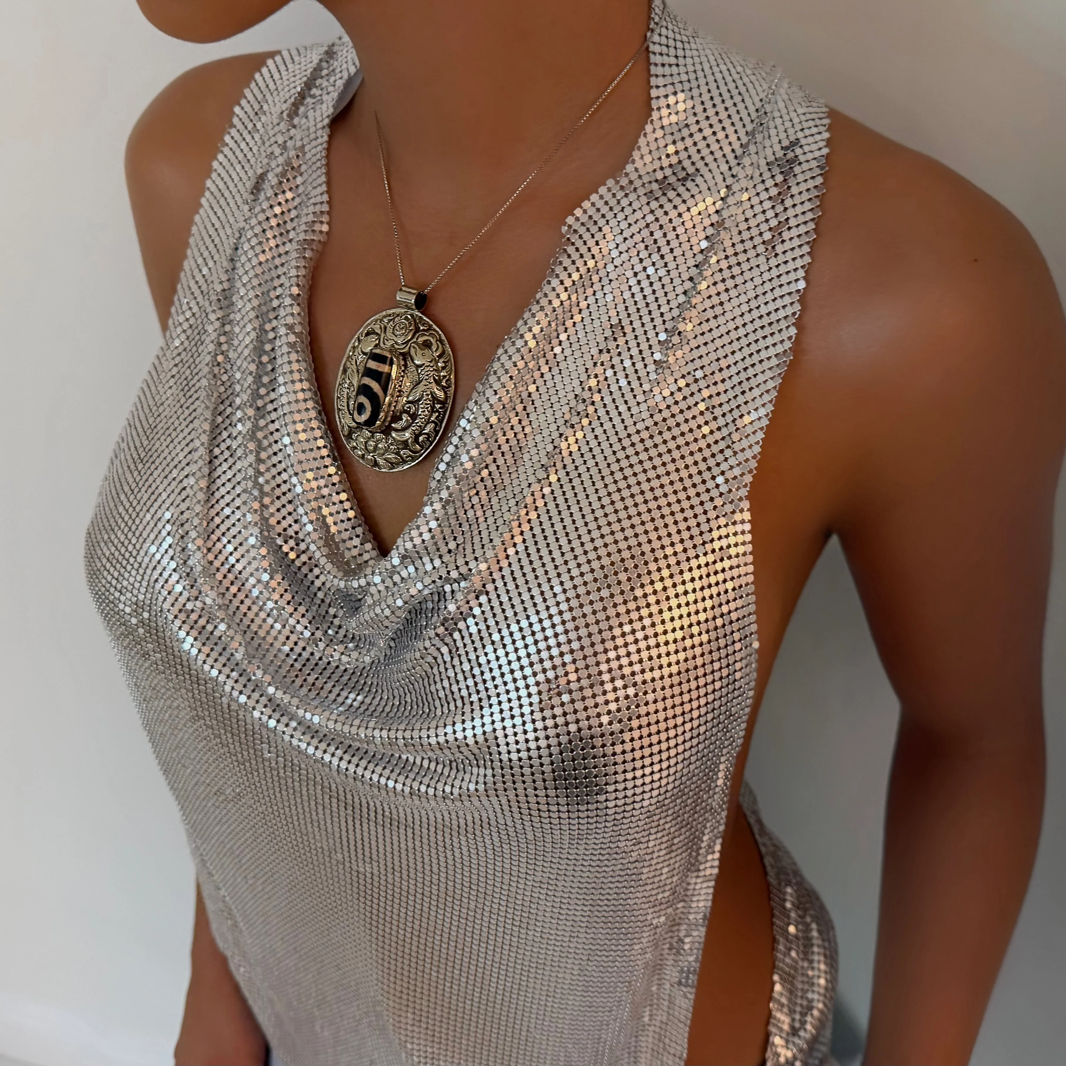 The Black Chrome Pendant Necklace