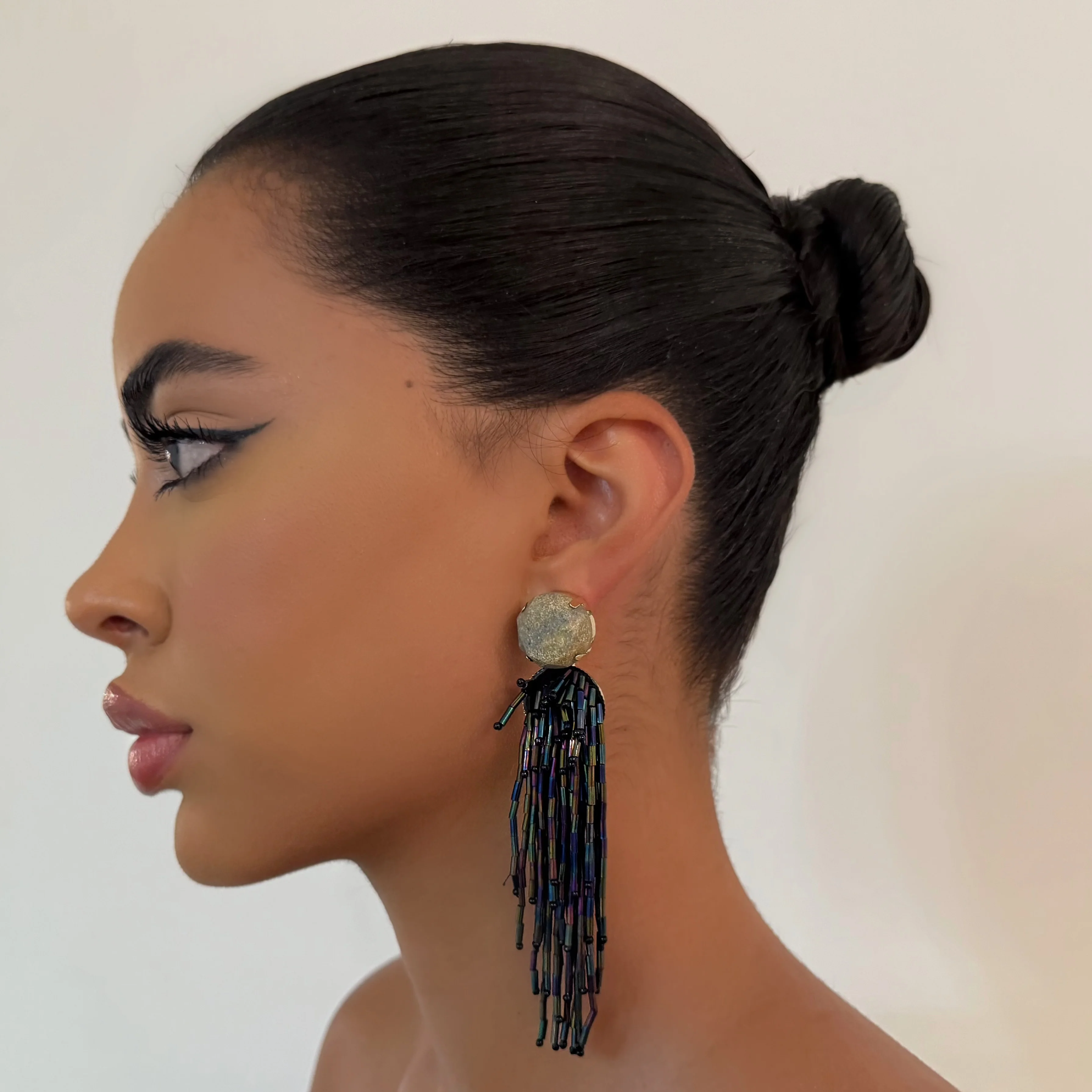The Blue Beaded Drop Earrings