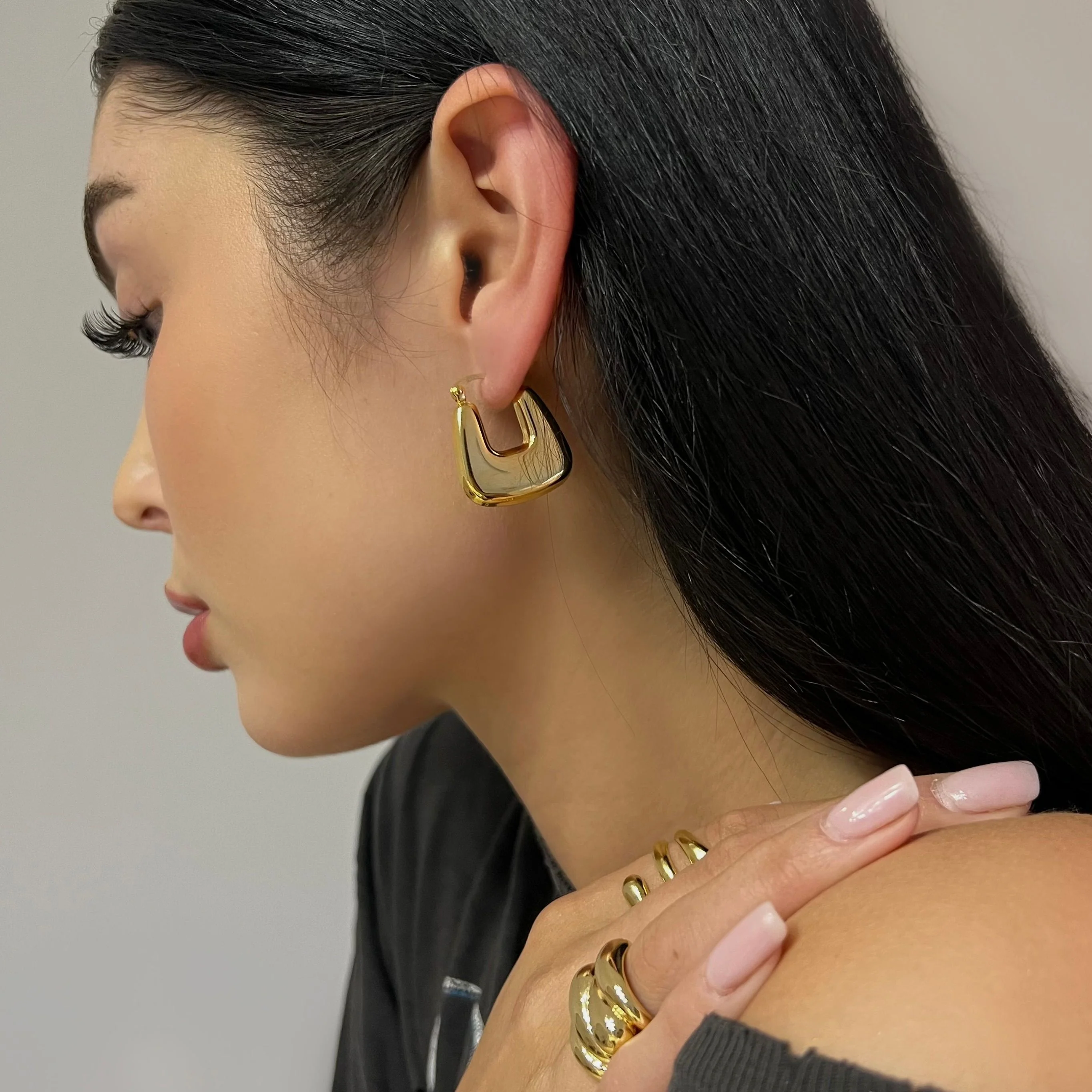 The BP Gold Square Staple Hoop