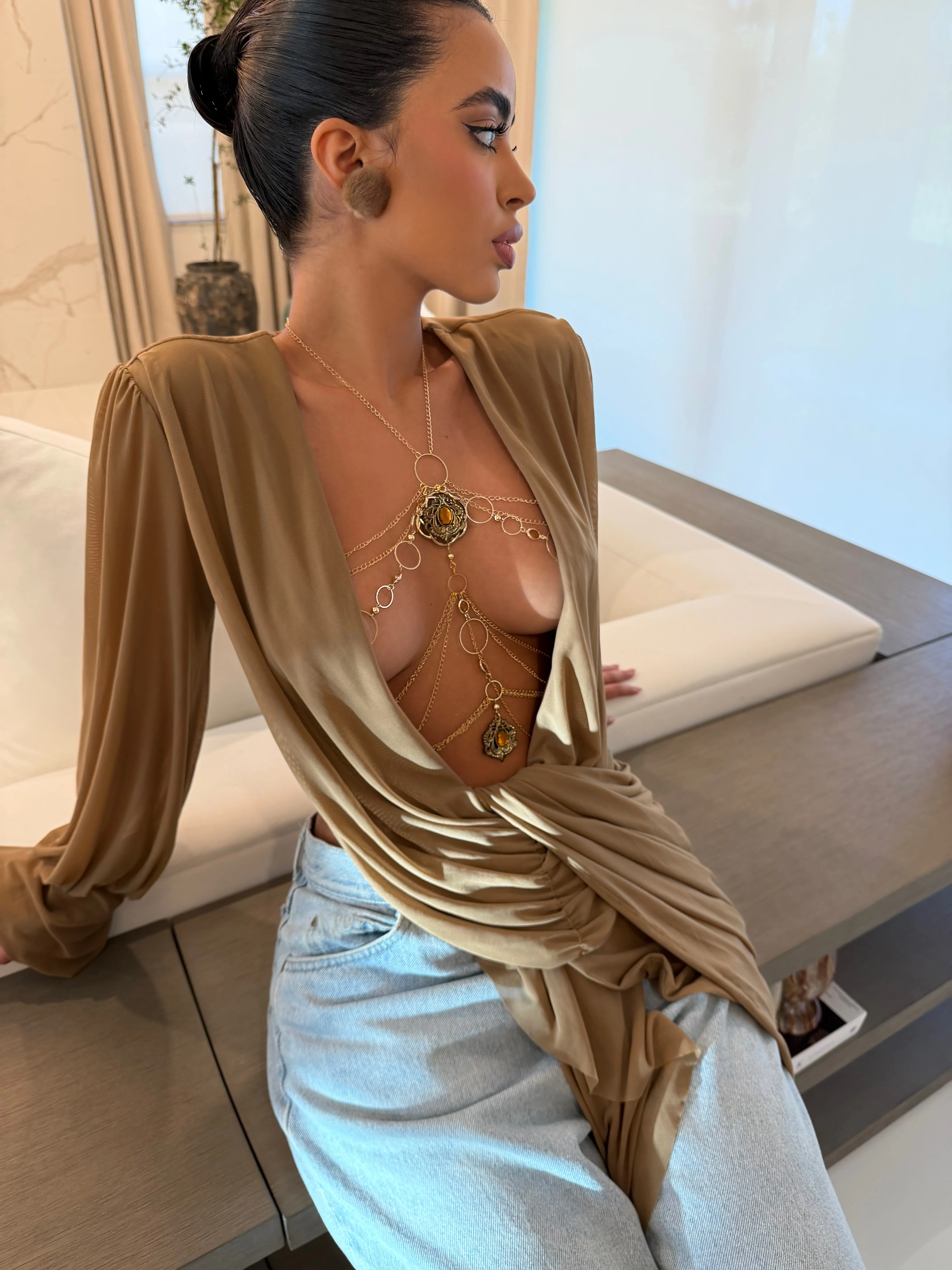 The Brown Wrap Top - Image 2