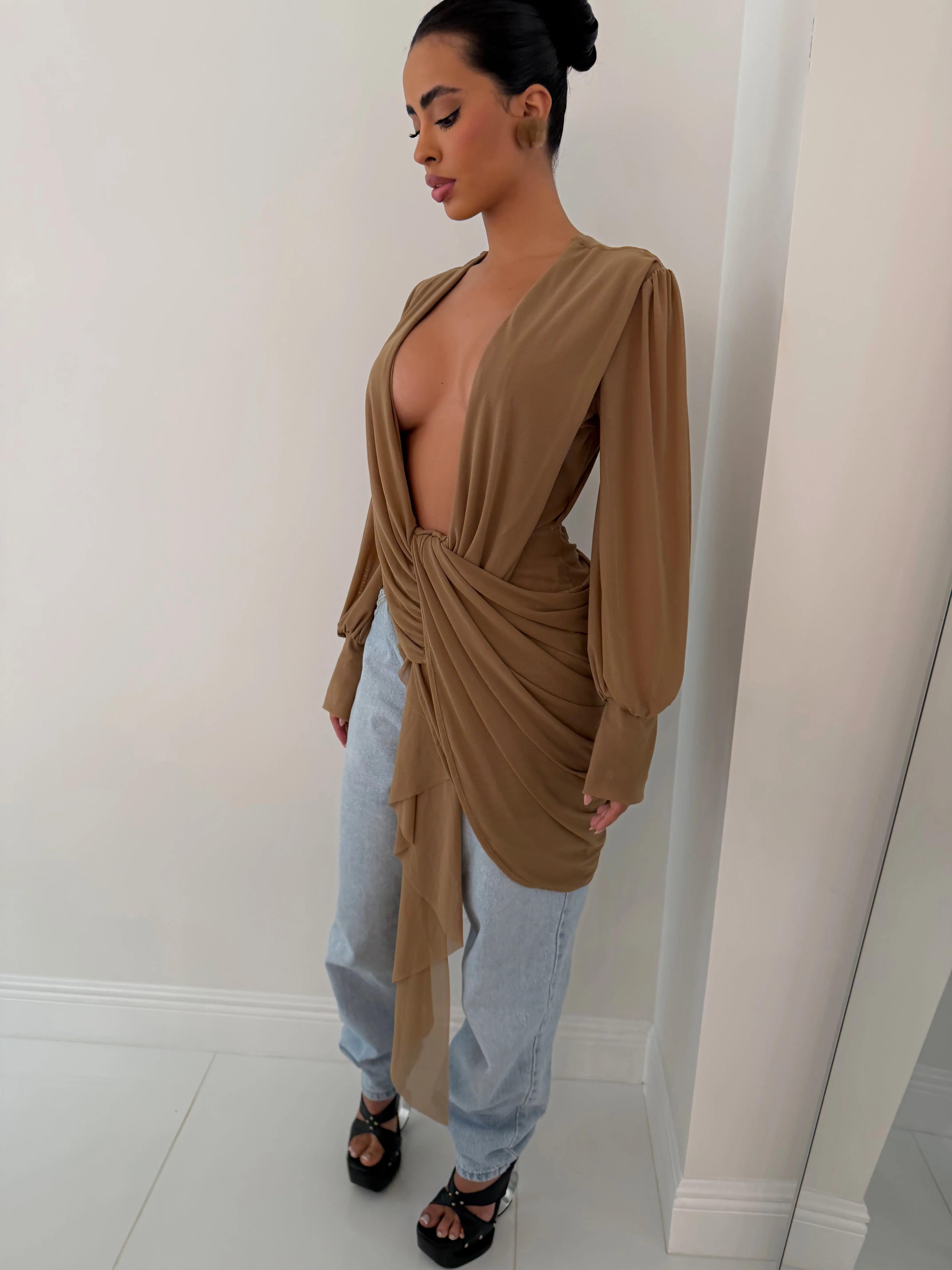 The Brown Wrap Top - Image 3