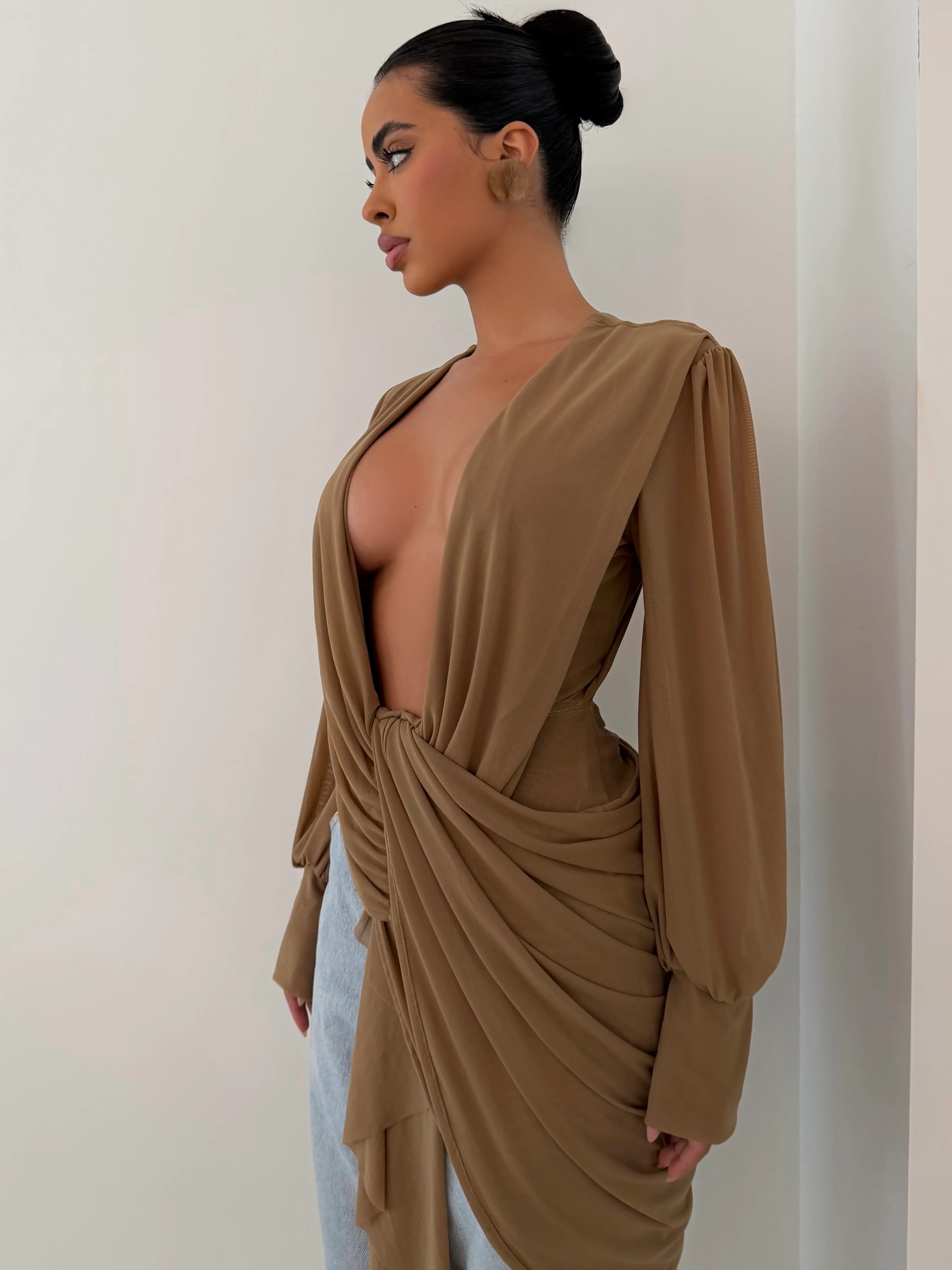 The Brown Wrap Top - Image 4