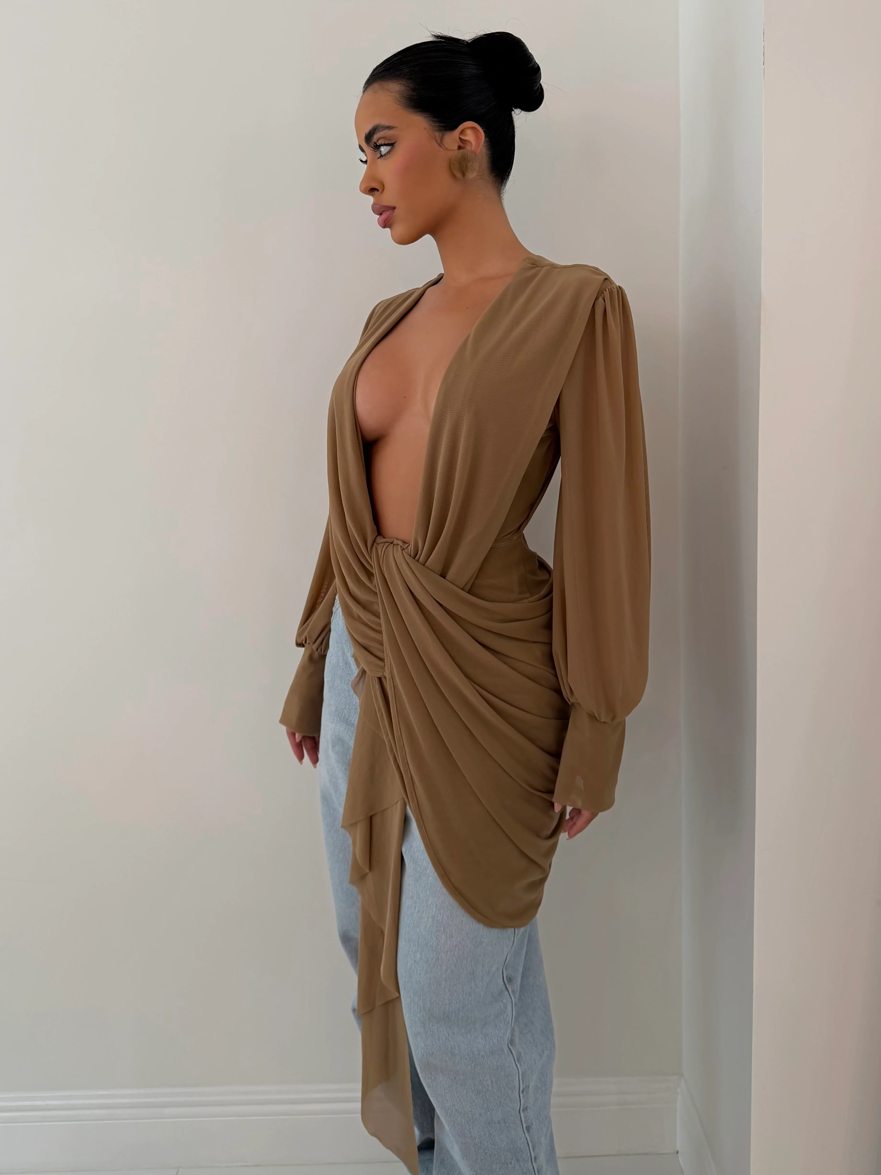 The Brown Wrap Top - Image 6