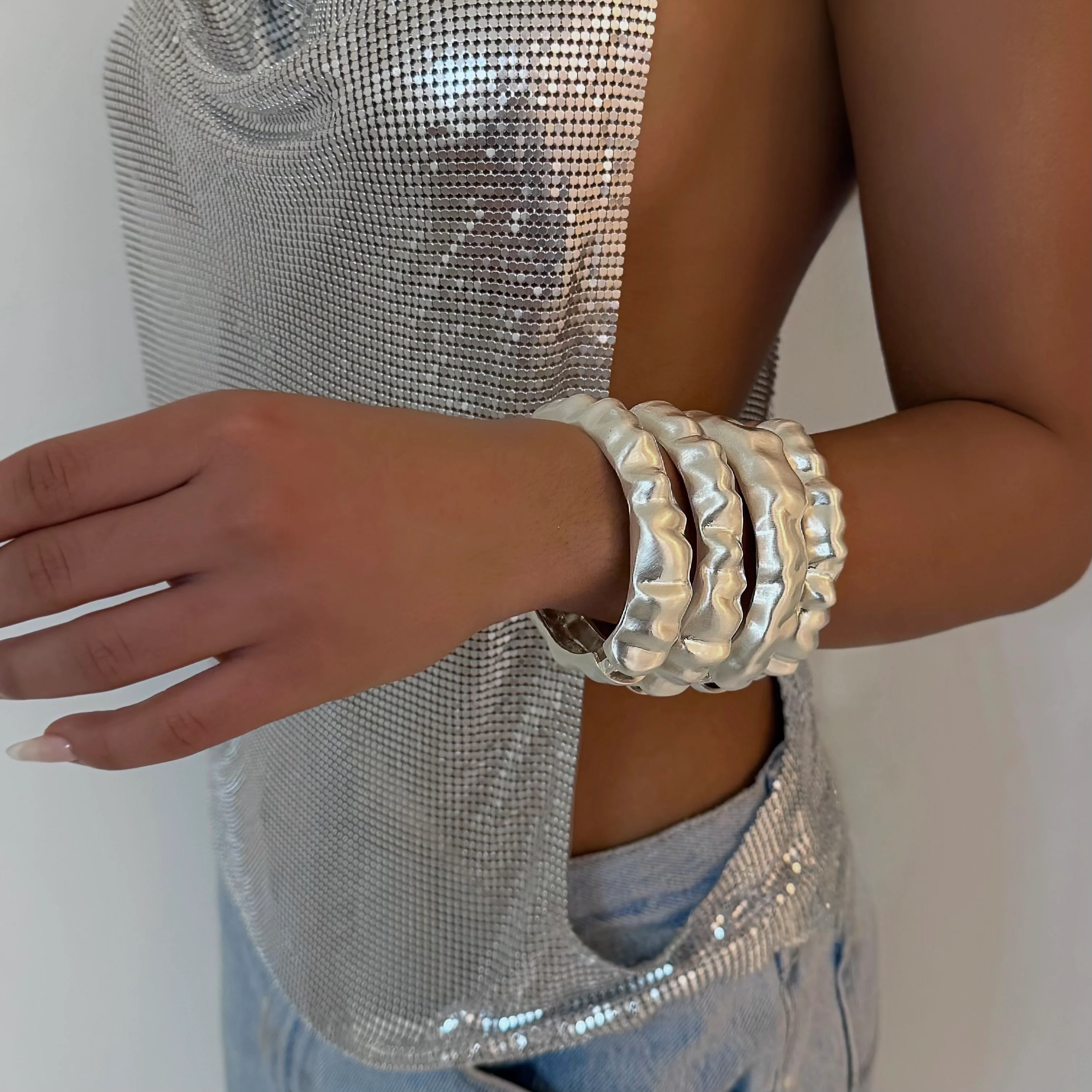The Chrome Chunky Wave Bangles