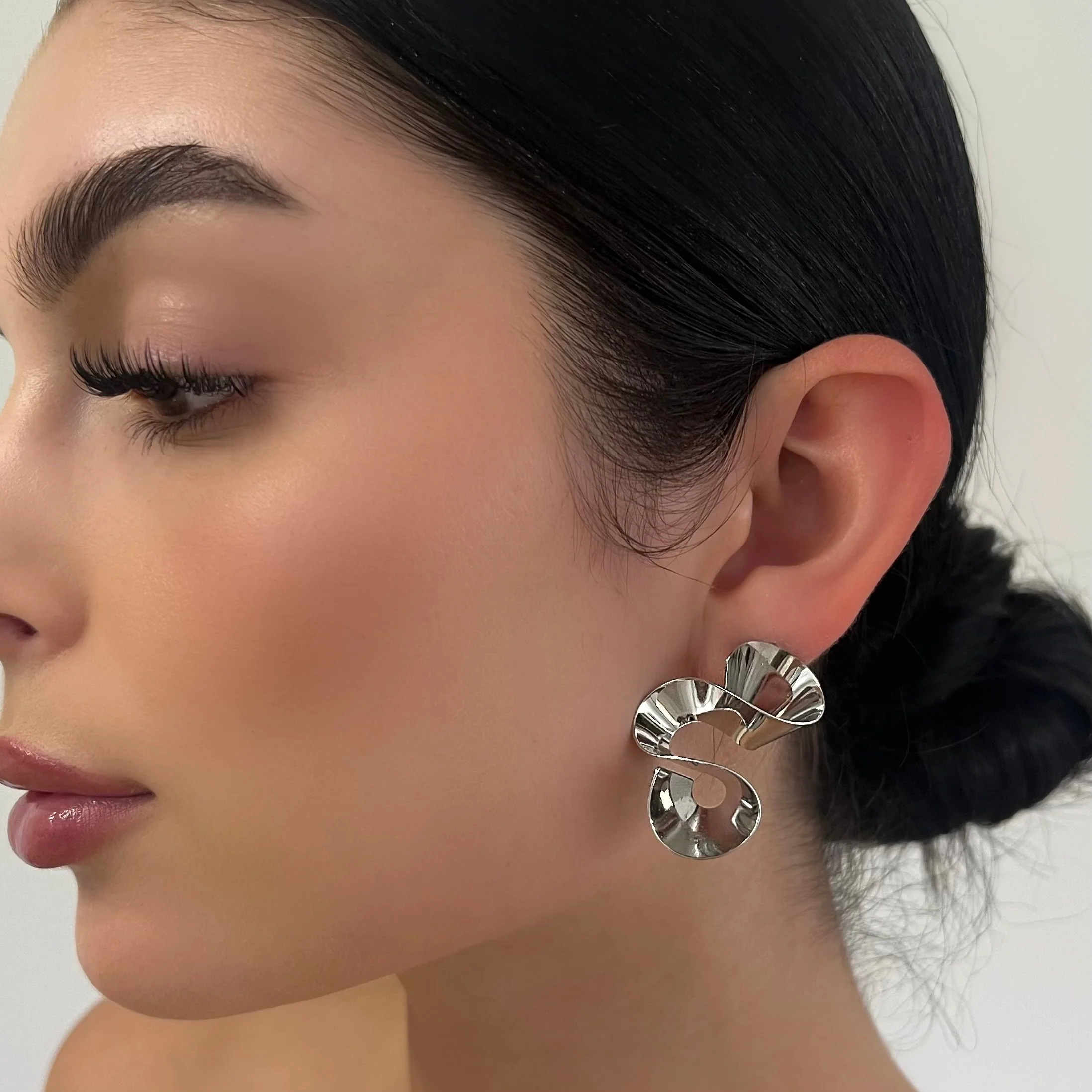 The Chrome Swirl Ribbon Earrings