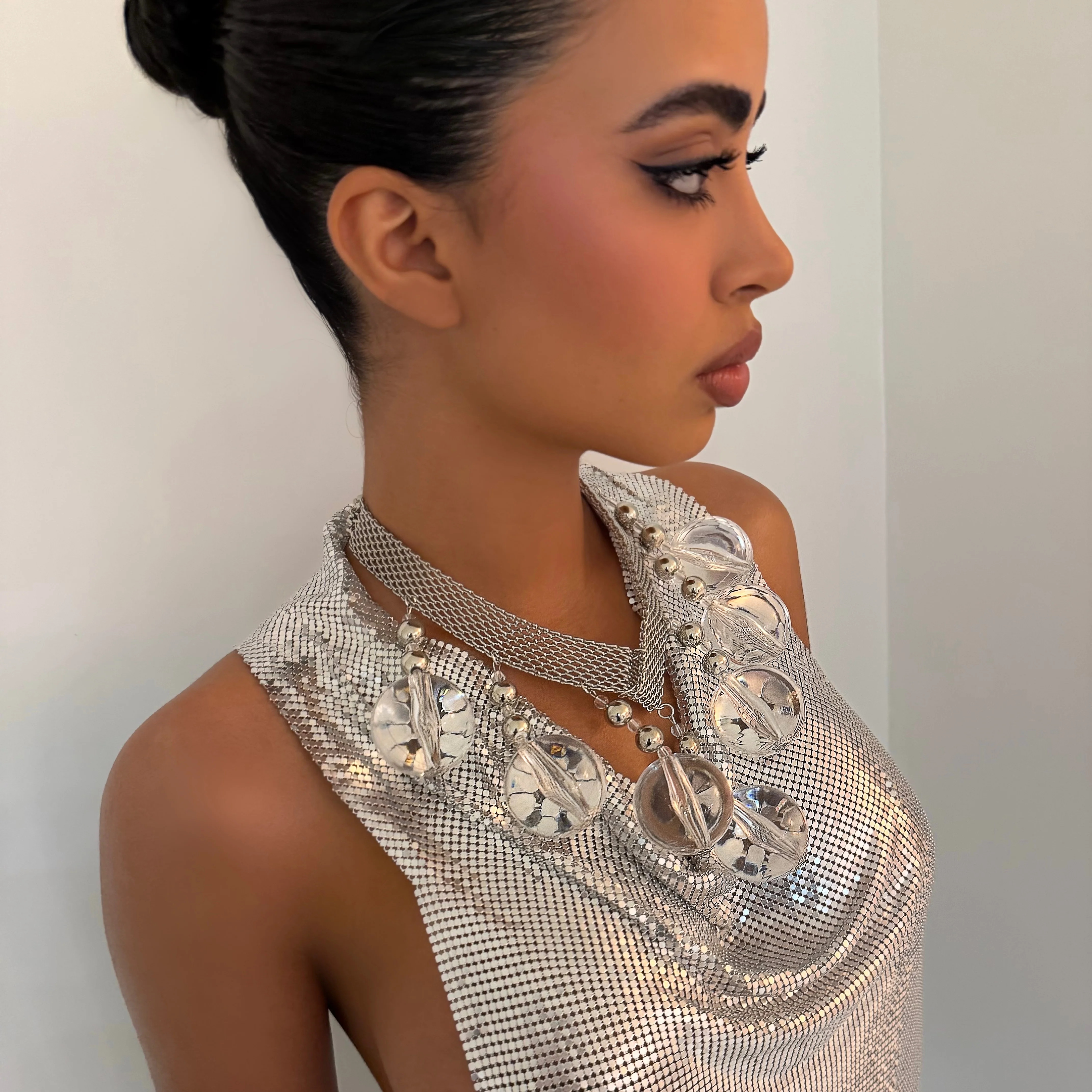 The Clear Ball Chrome Necklace
