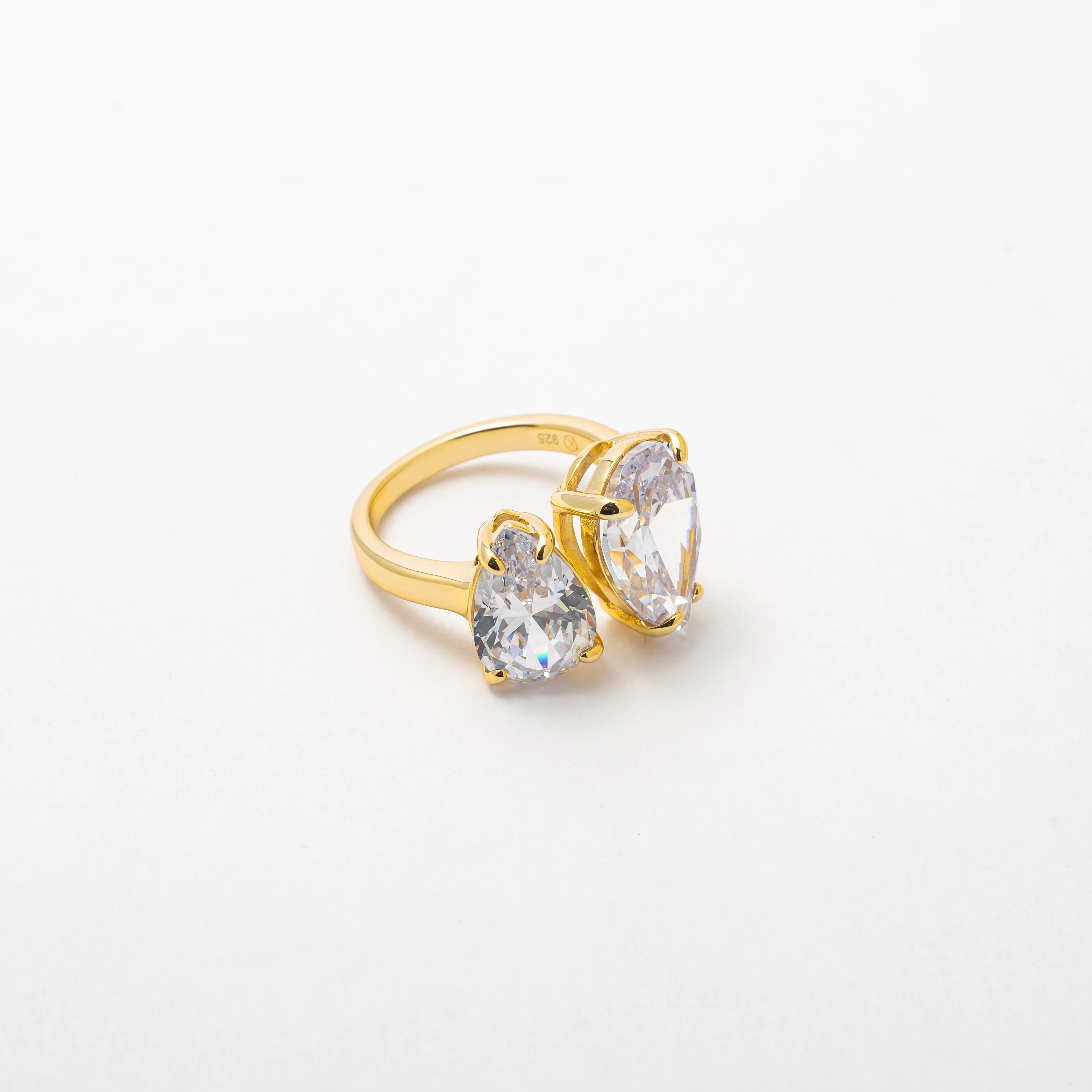 The Double Gold Pear Cut Ring
