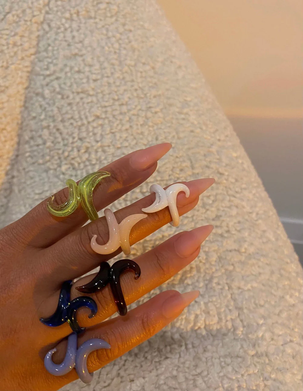 The Glass Swirl Cuff Rings