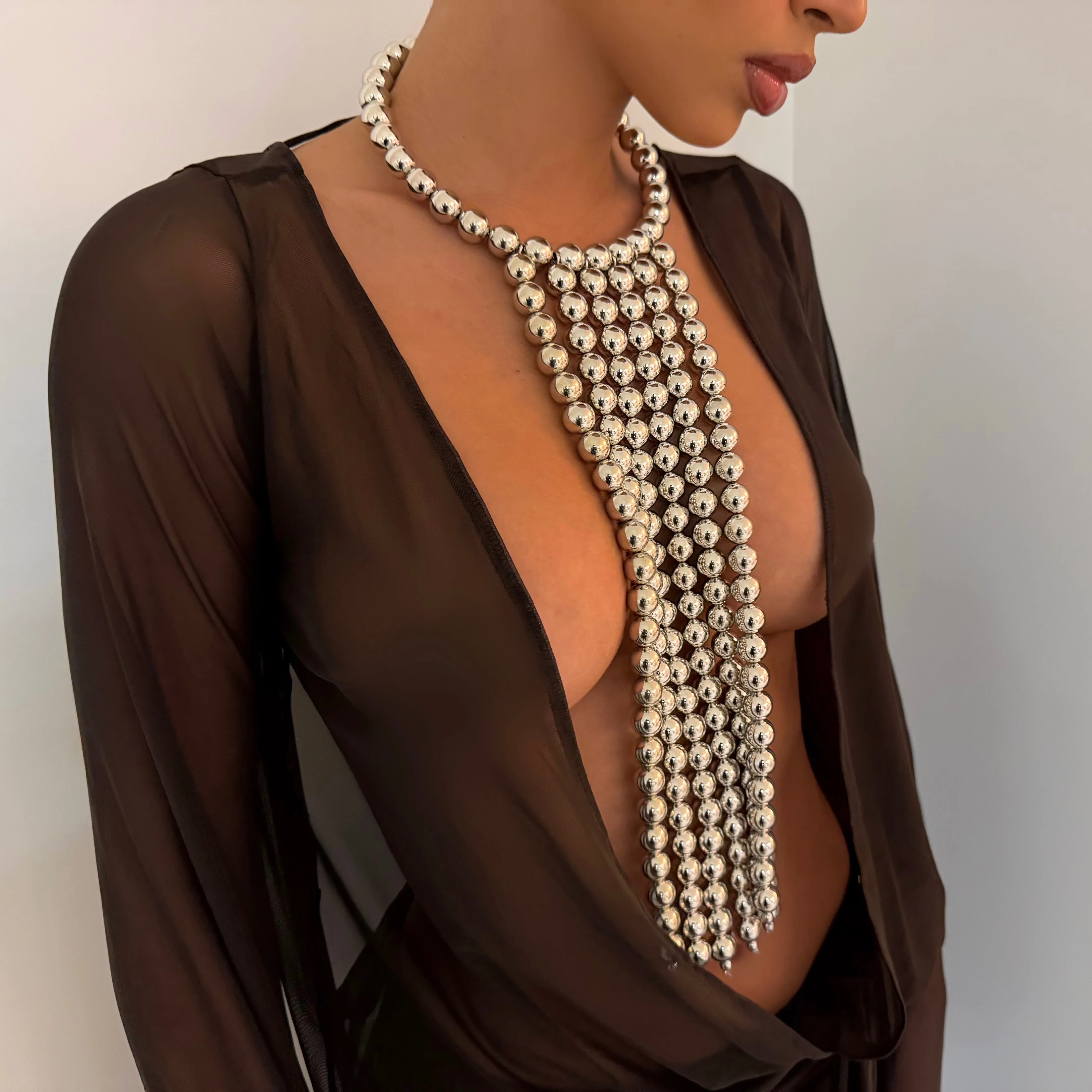 The Gold Ball Beaded Drop Necklace