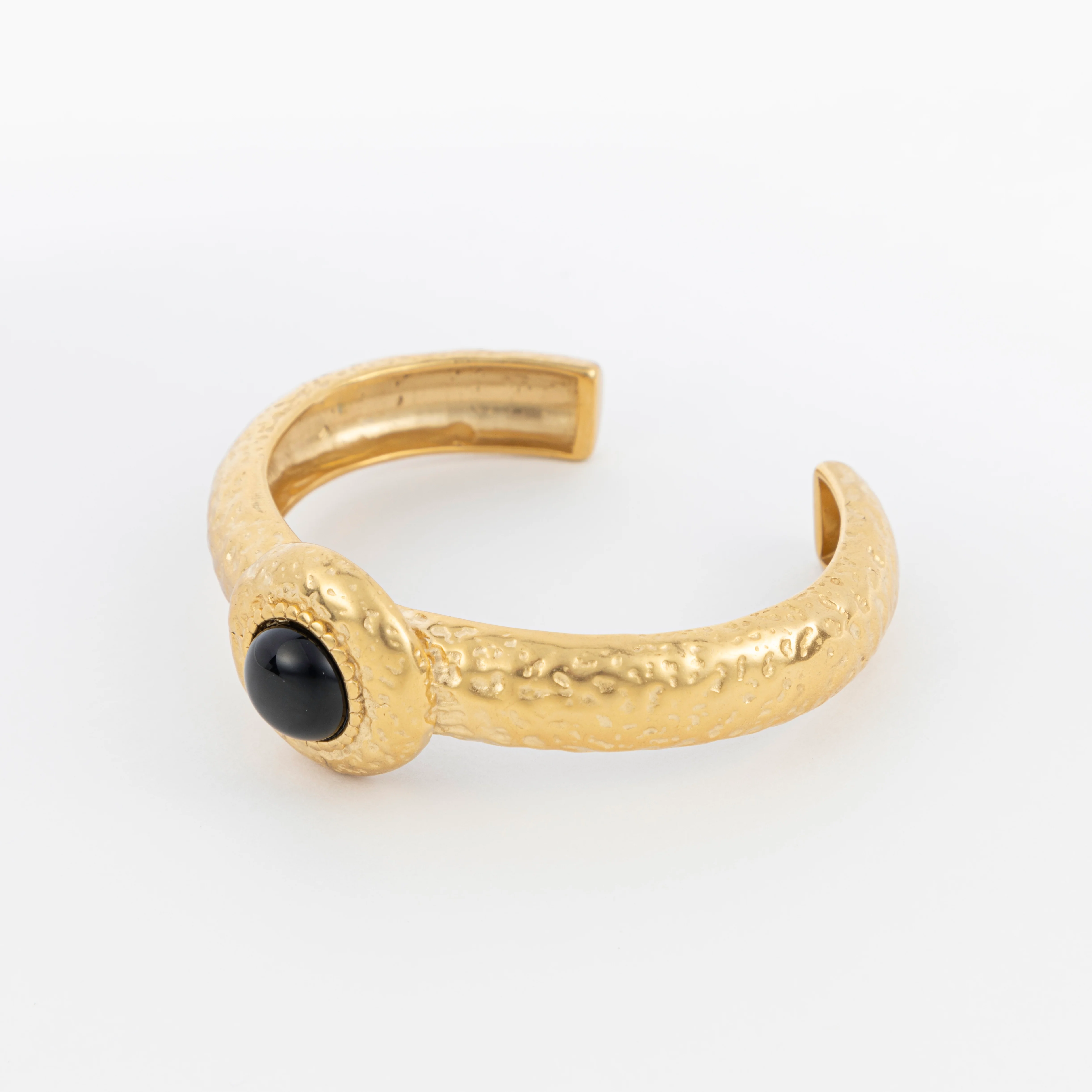 The Gold Black Stone Bangle Cuff