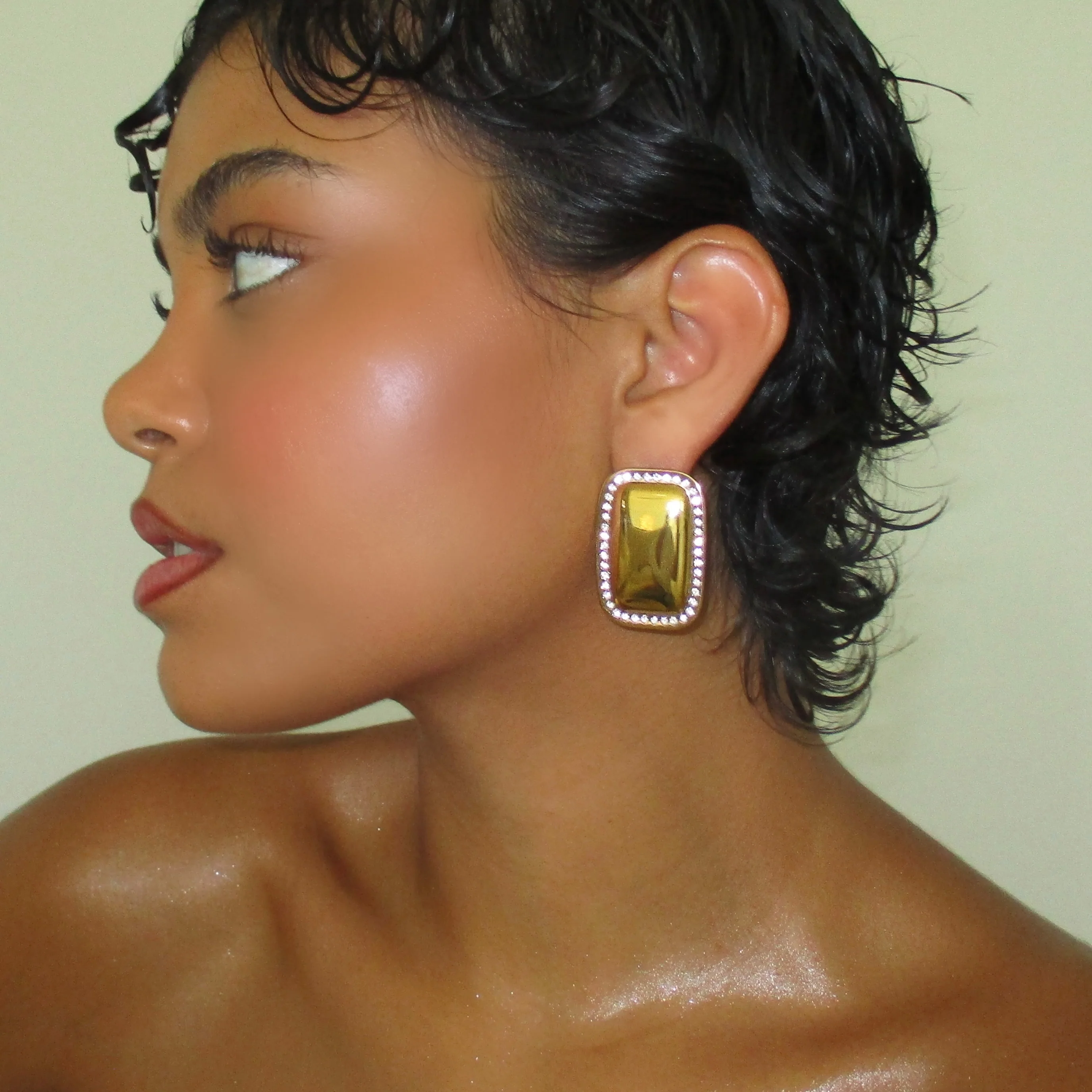 The Gold Crystal Square Earrings