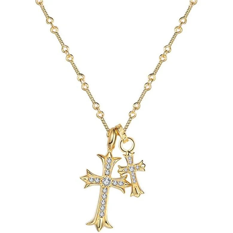 The Gold Double Cross Necklace - Image 2
