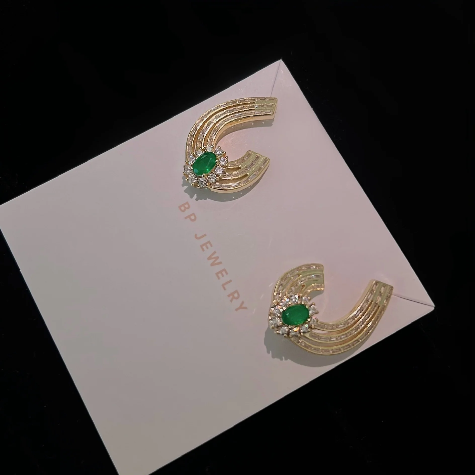 The Gold Princess Cut Emerald Hoop - Image 2