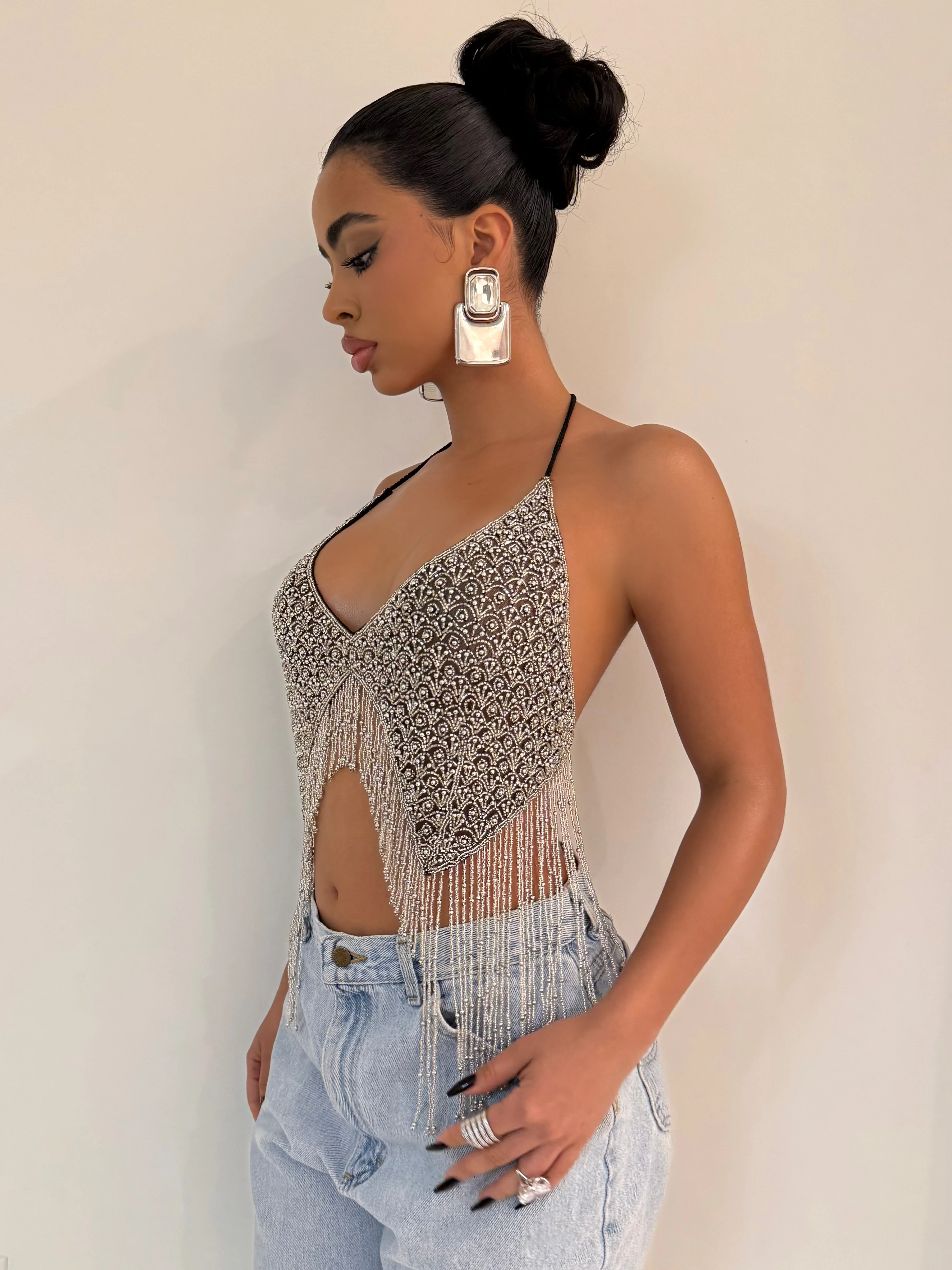The Handmade Chrome Beaded Top