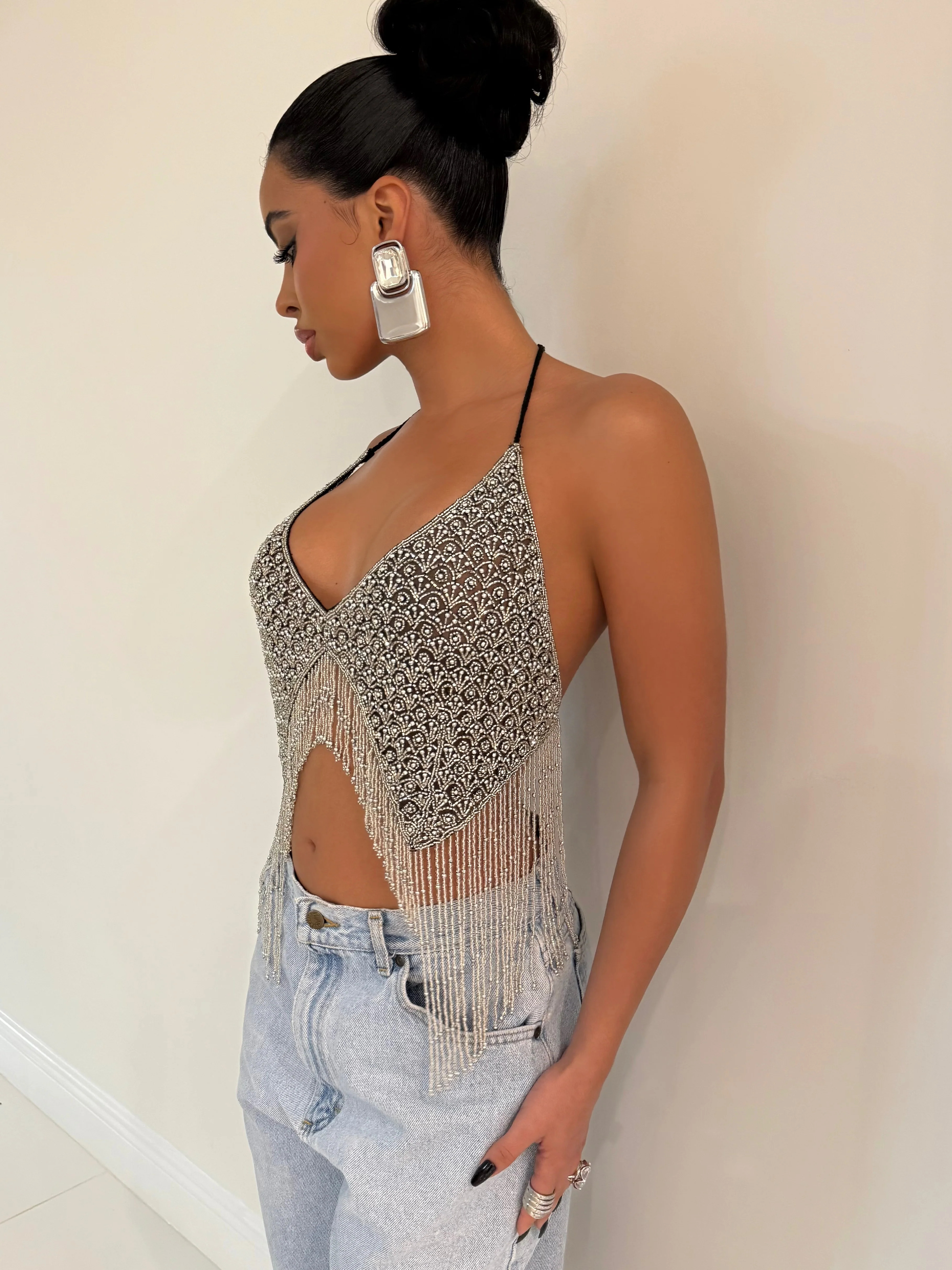 The Handmade Chrome Beaded Top - Image 2