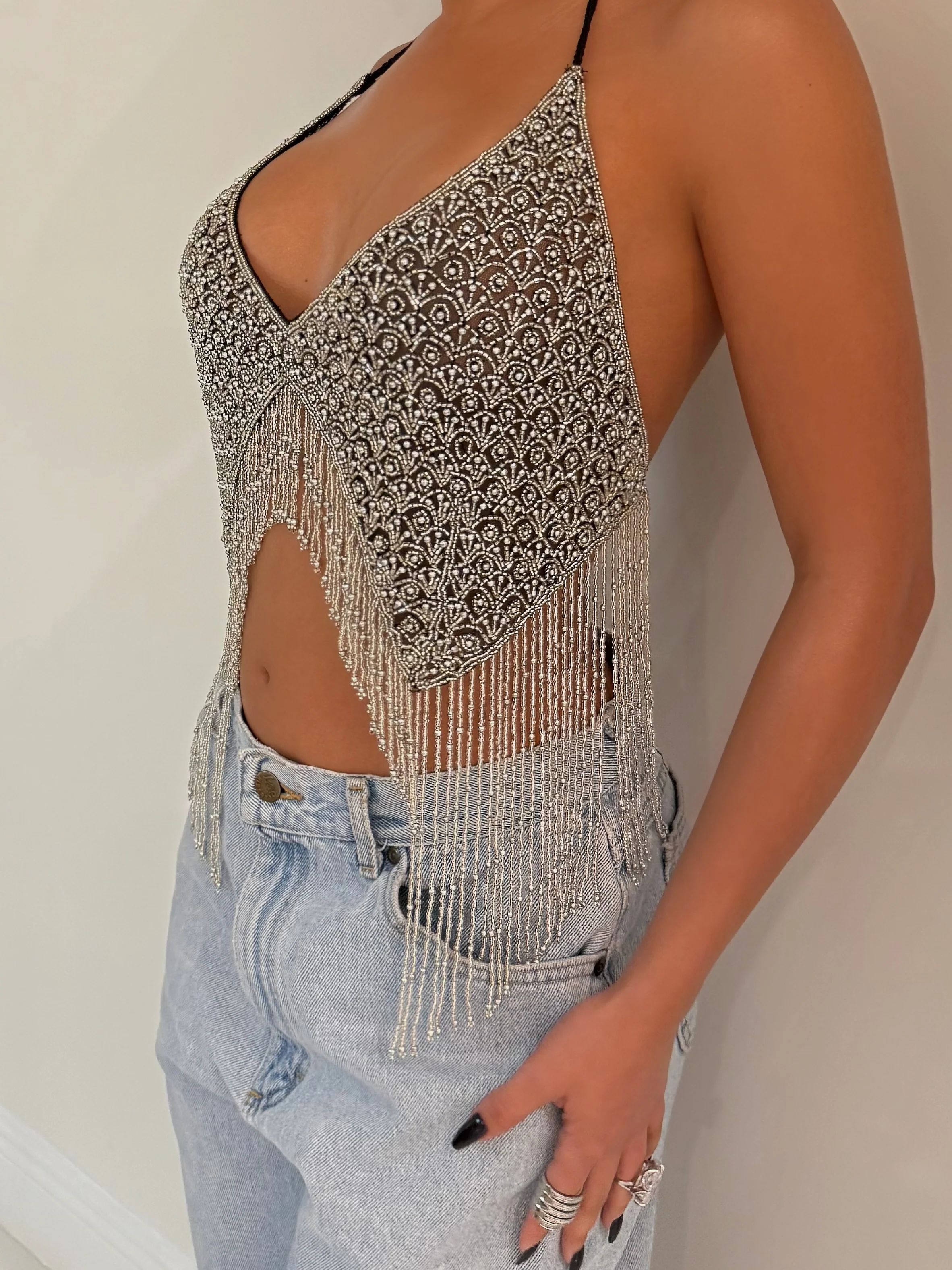 The Handmade Chrome Beaded Top - Image 3