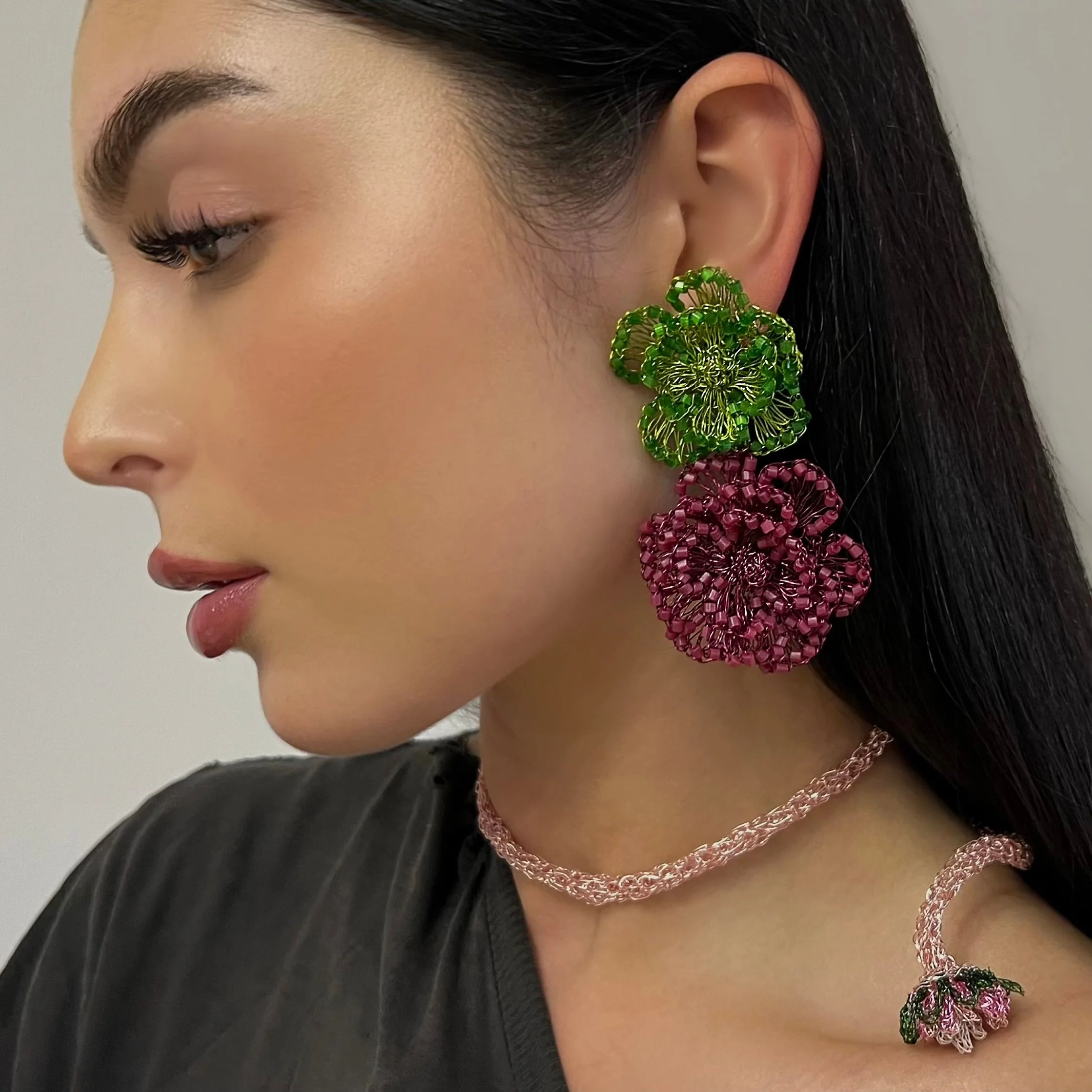 The Handmade Floral Beaded Italy Earrings