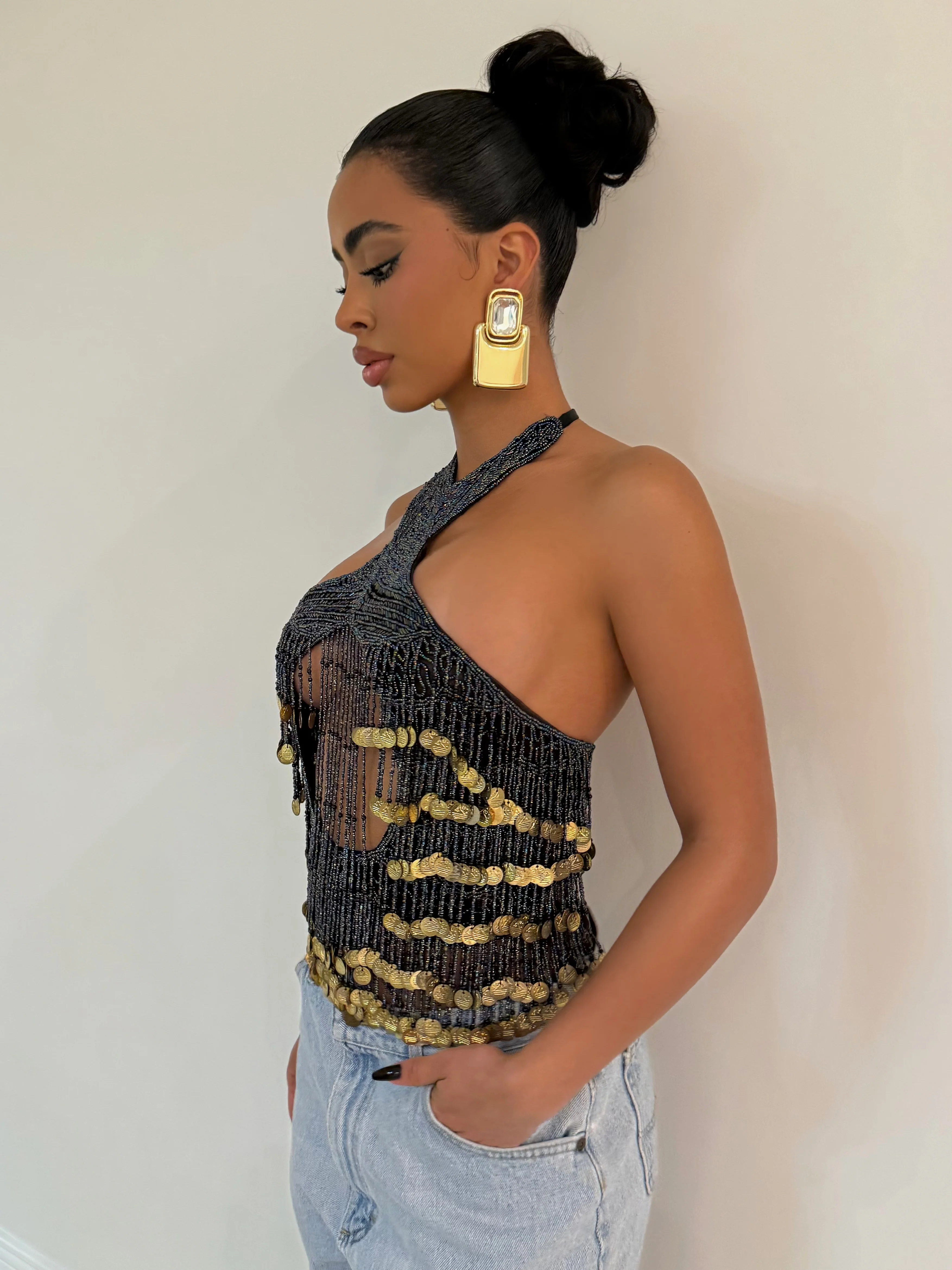 The Handmade Gold Beaded Top - Image 2