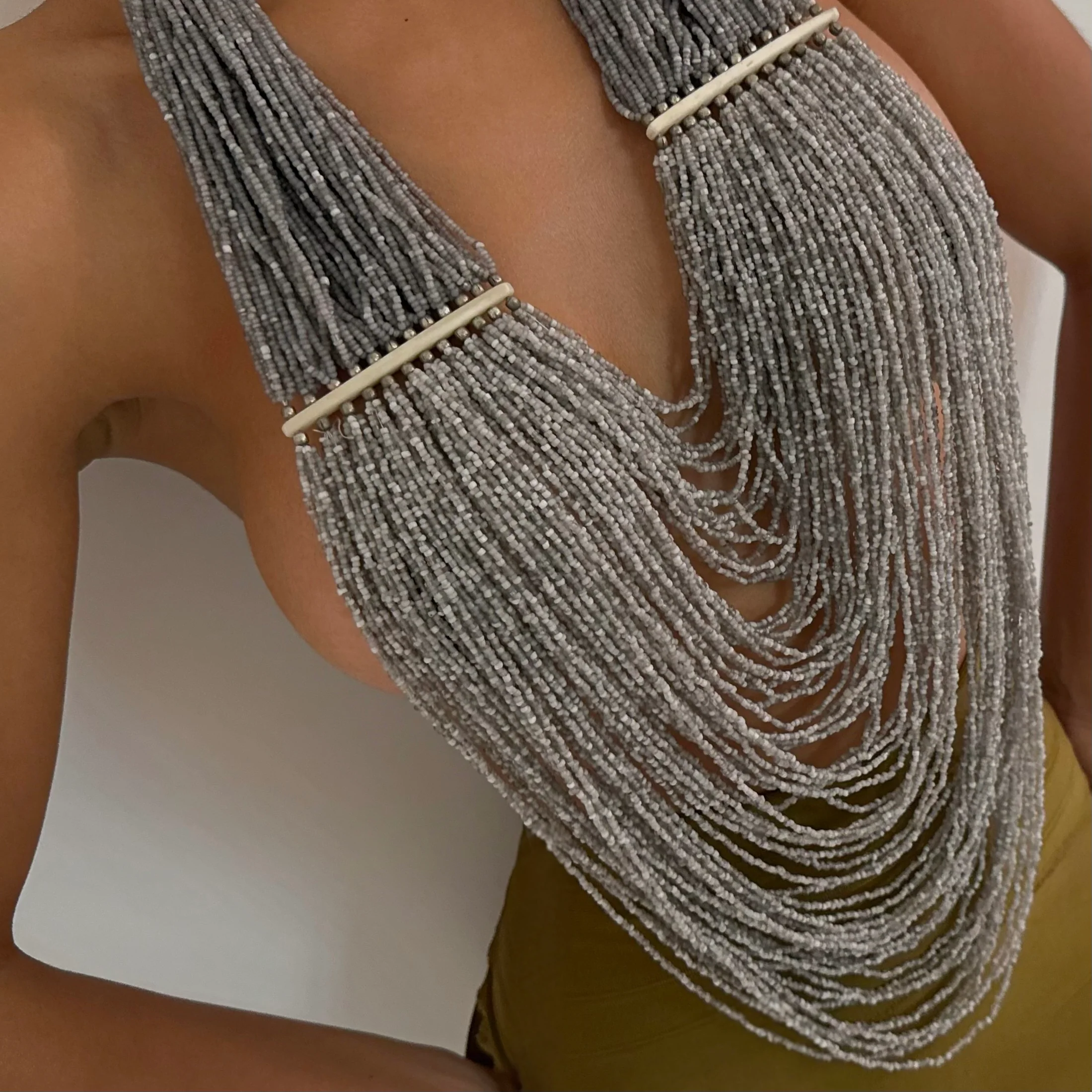 The Handmade Gray Beaded Necklace