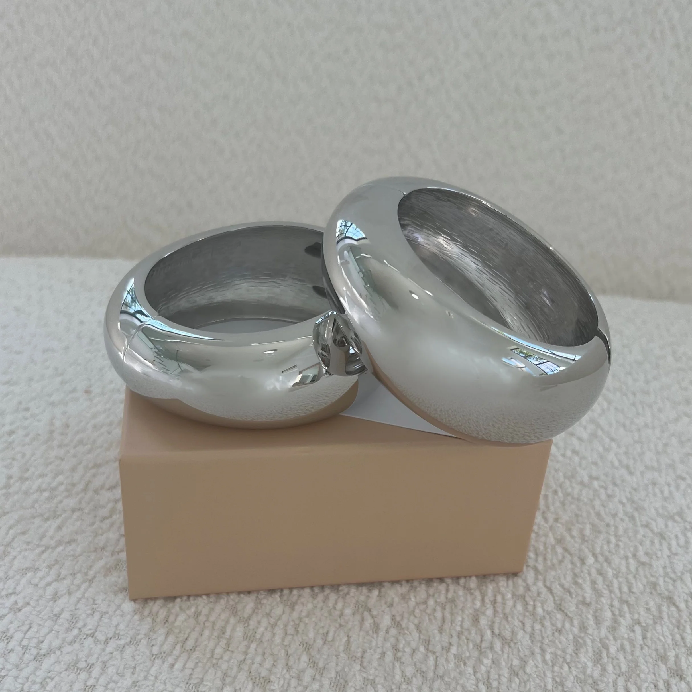 The Large Chrome Oval Bangle