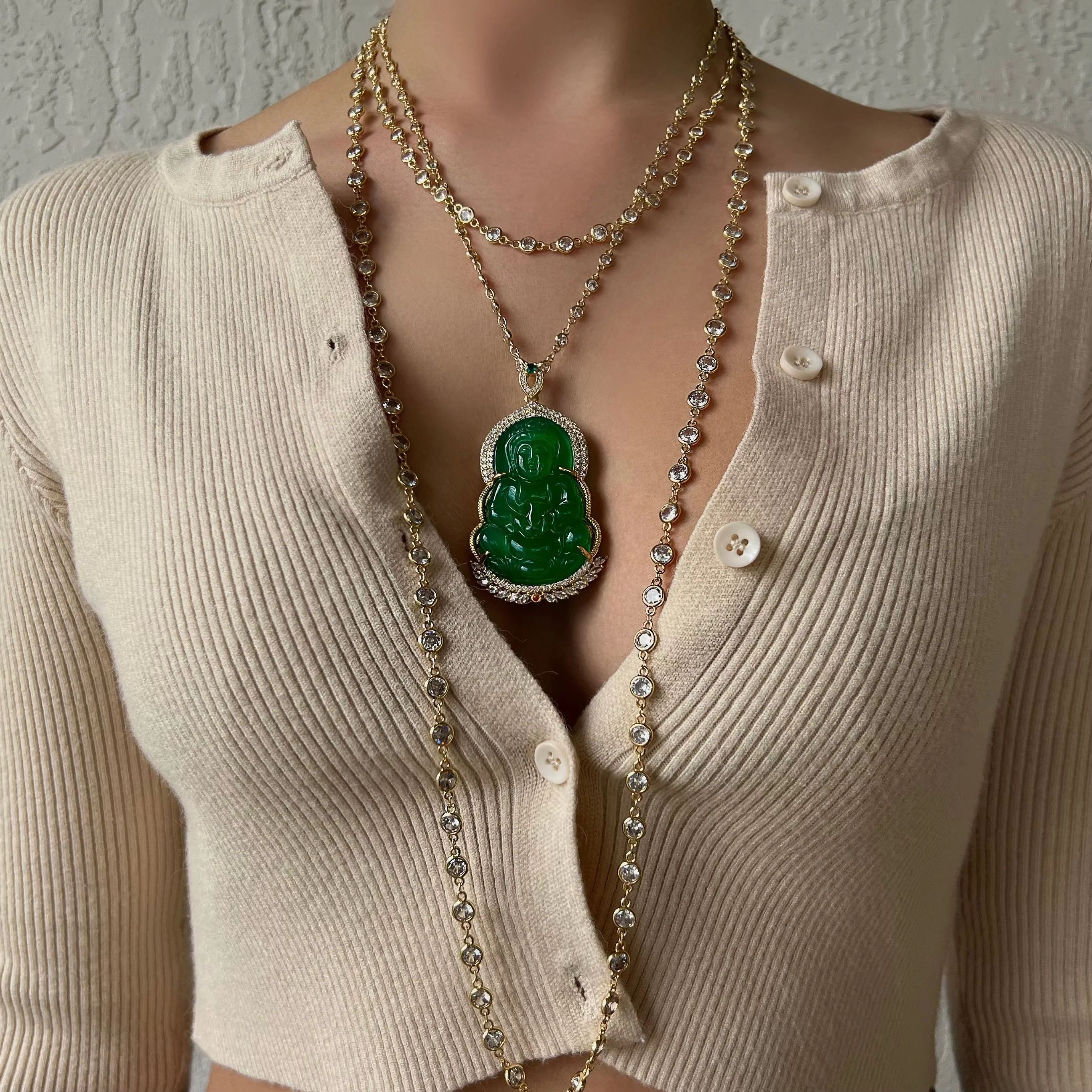 The Large Gold Beaded Buddha Set