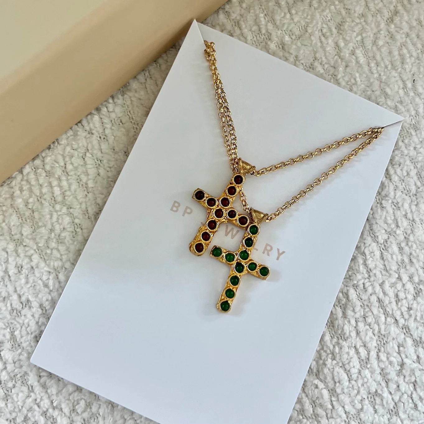 The Left Vintage Mini Brown Pearl Cross Necklace