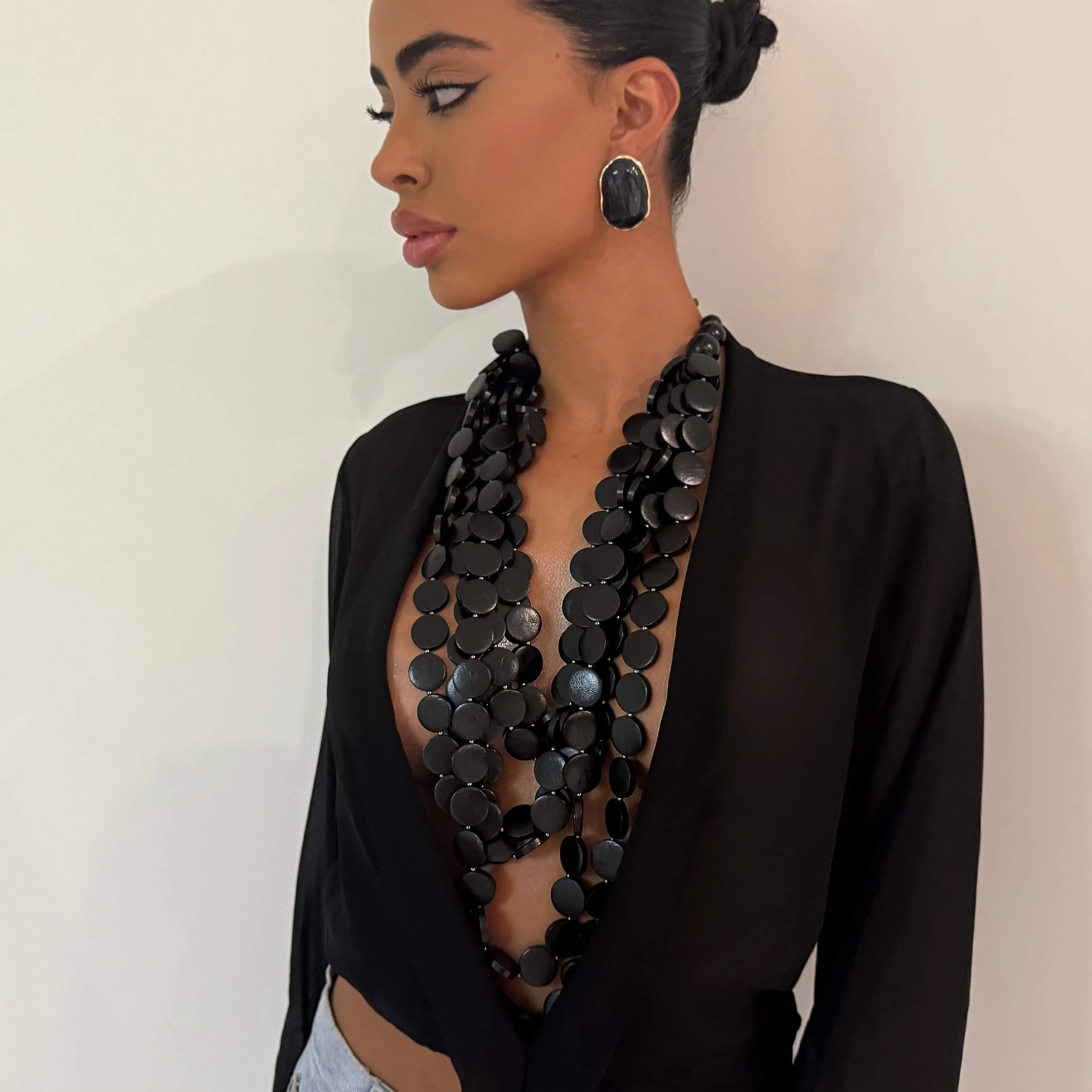 The Long Black Layered Necklace