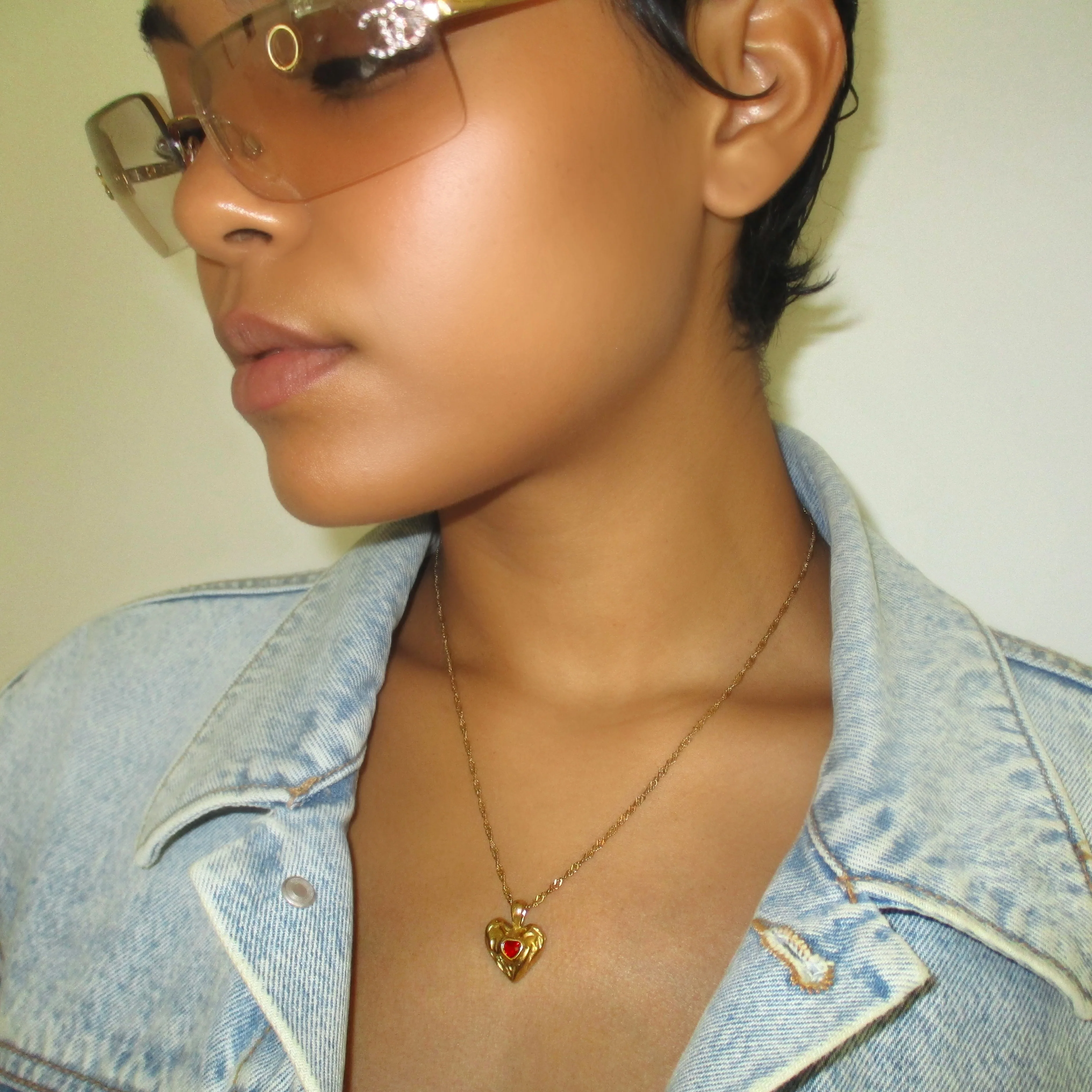The Mini Gold Ruby Heart Necklace - Image 2