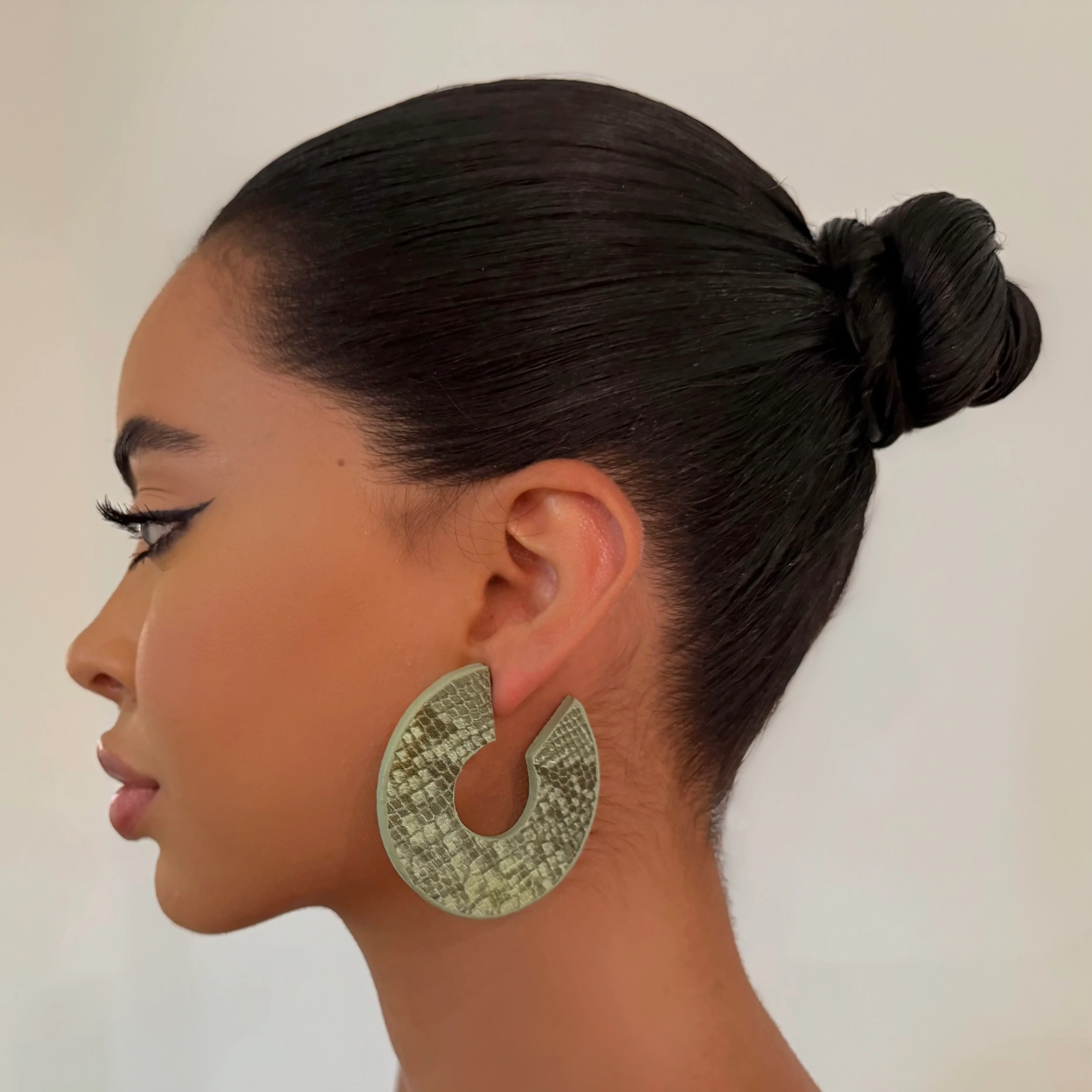 The Olive Leather Hoop
