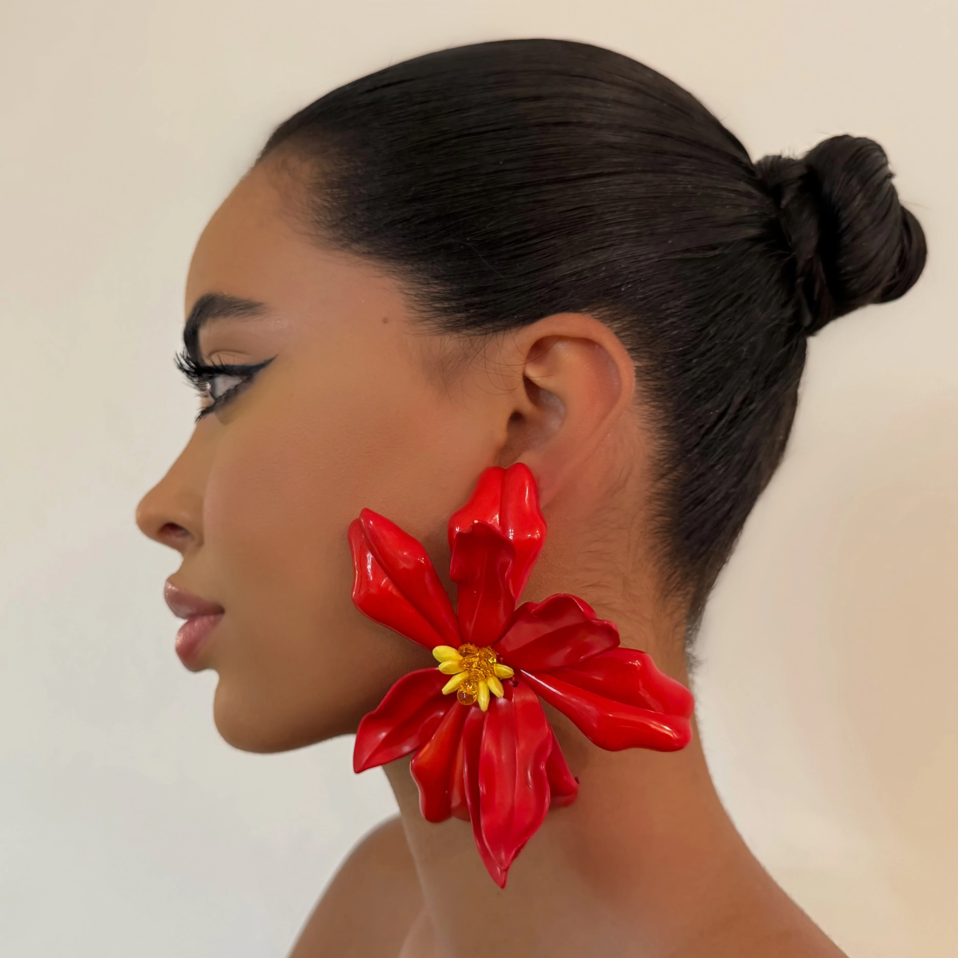 The Red Acrylic Floral Earrings