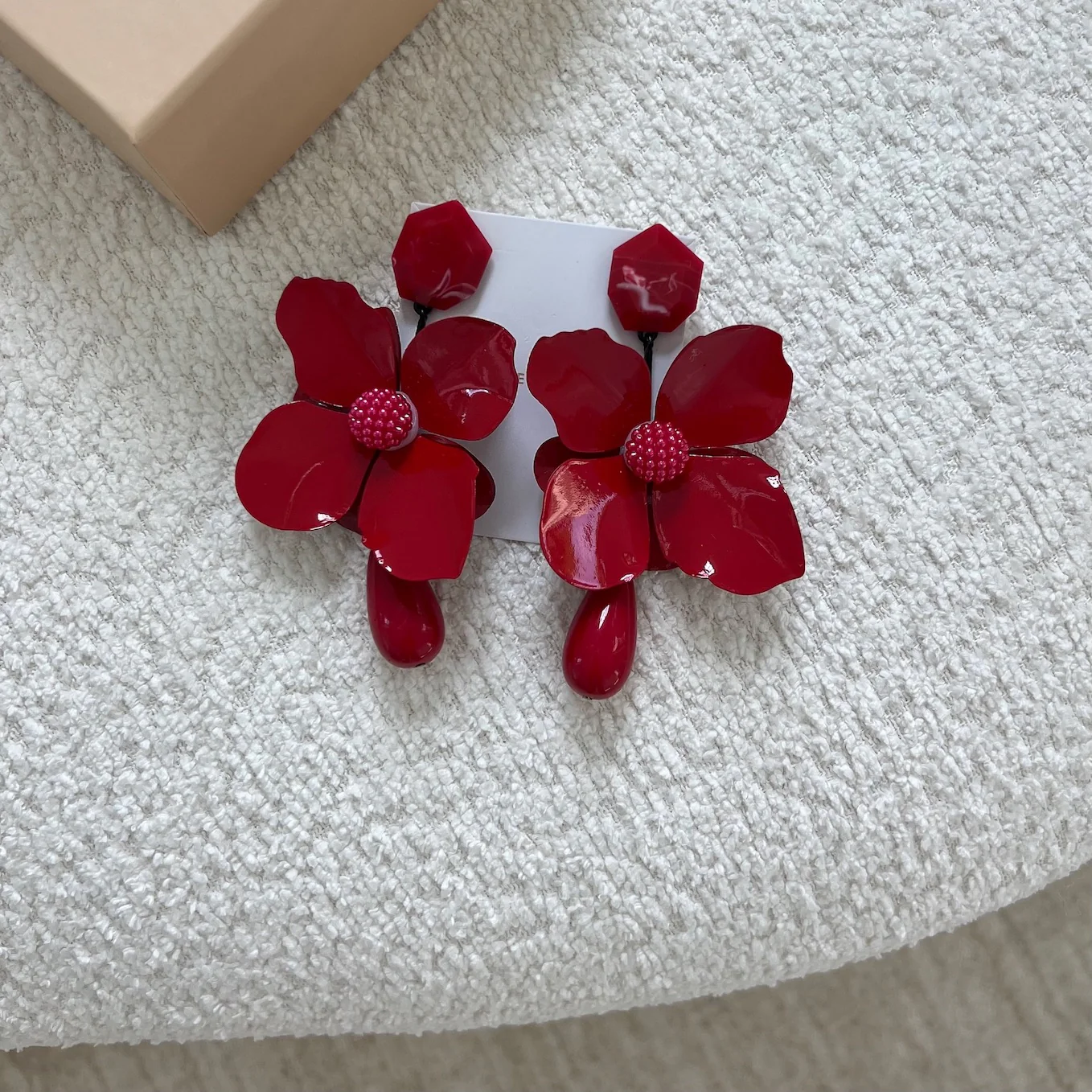 The Red Floral Earrings